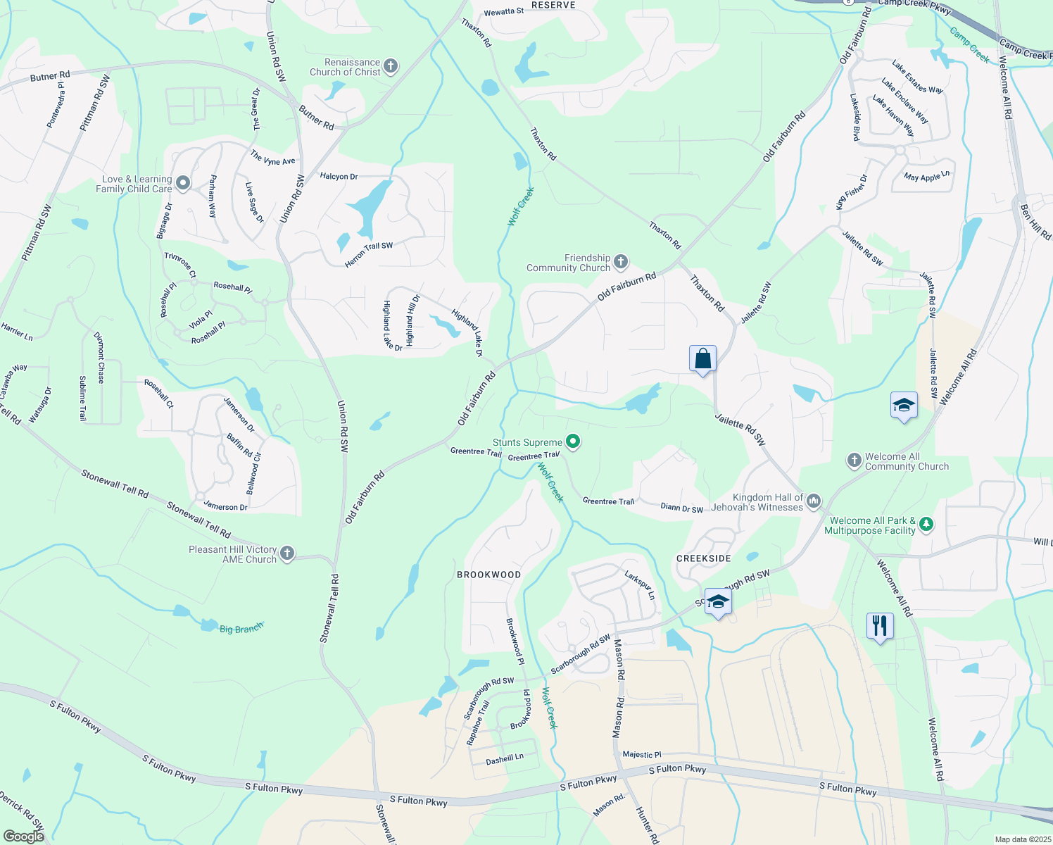 map of restaurants, bars, coffee shops, grocery stores, and more near 4266 Colton Park in Atlanta