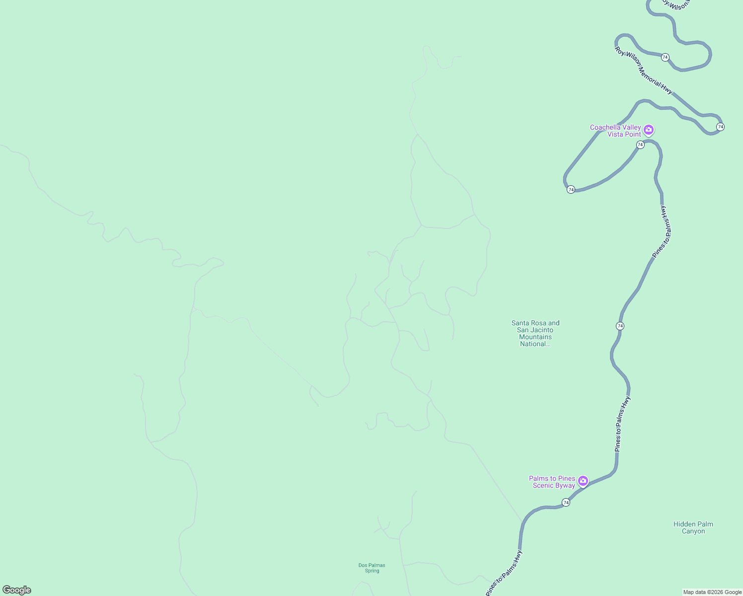 map of restaurants, bars, coffee shops, grocery stores, and more near 56375 Bighorn Drive in Mountain Center