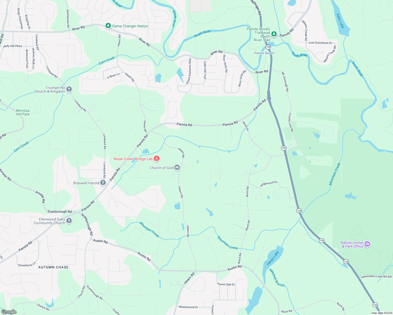 map of restaurants, bars, coffee shops, grocery stores, and more near 5435 Hearn Road in Ellenwood