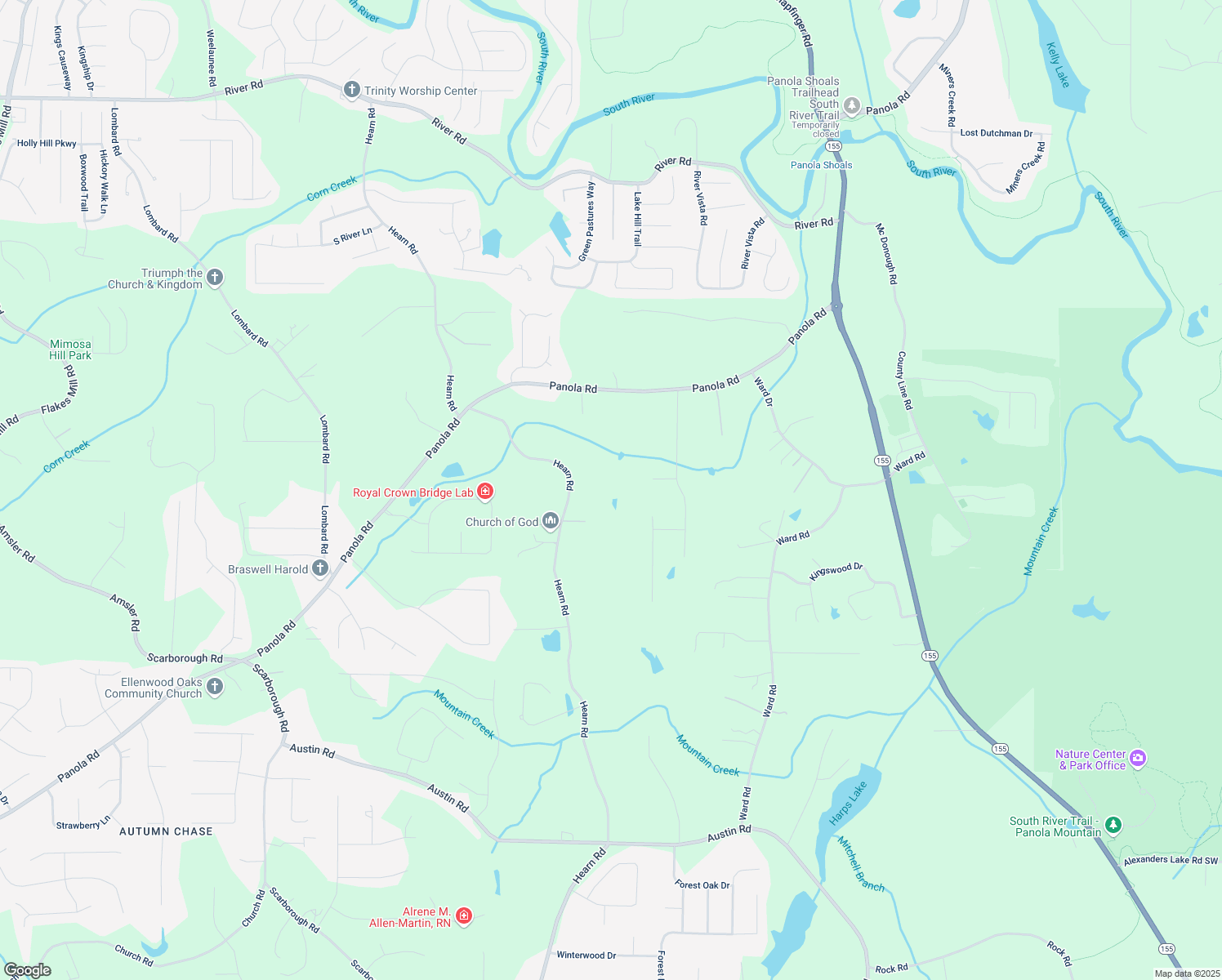 map of restaurants, bars, coffee shops, grocery stores, and more near 5435 Hearn Road in Ellenwood