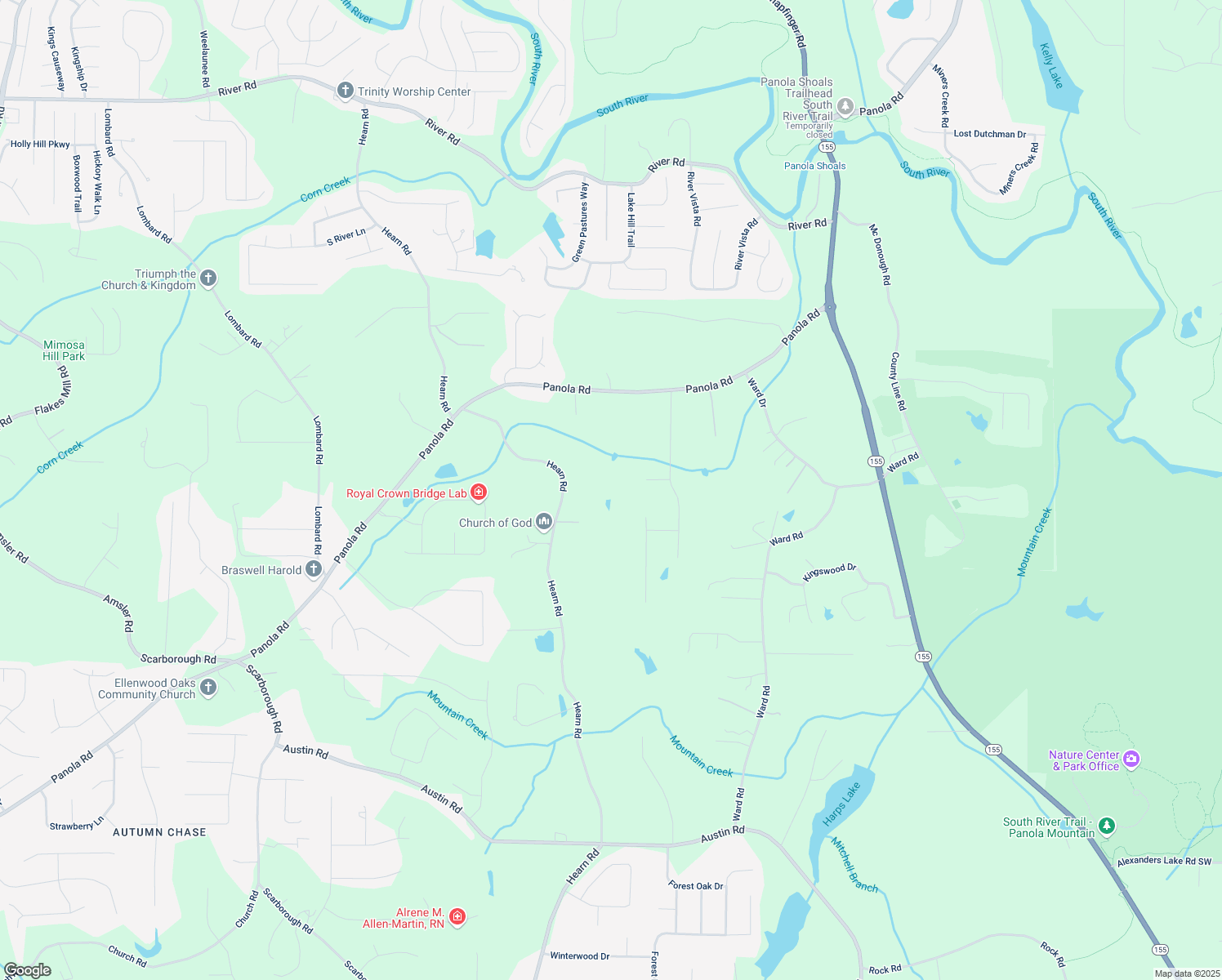 map of restaurants, bars, coffee shops, grocery stores, and more near 5435 Hearn Road in Ellenwood