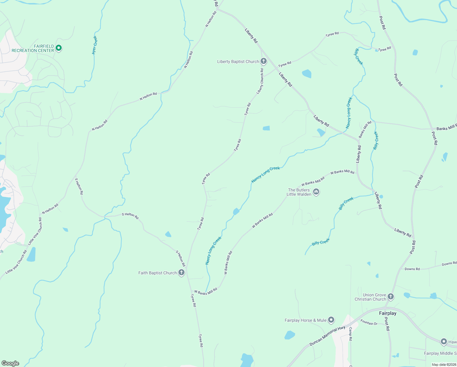 map of restaurants, bars, coffee shops, grocery stores, and more near 6104 Tyree Road in Winston