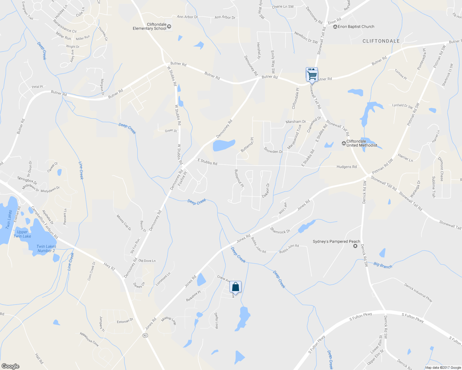 map of restaurants, bars, coffee shops, grocery stores, and more near 6649 Overlook Ridge in College Park