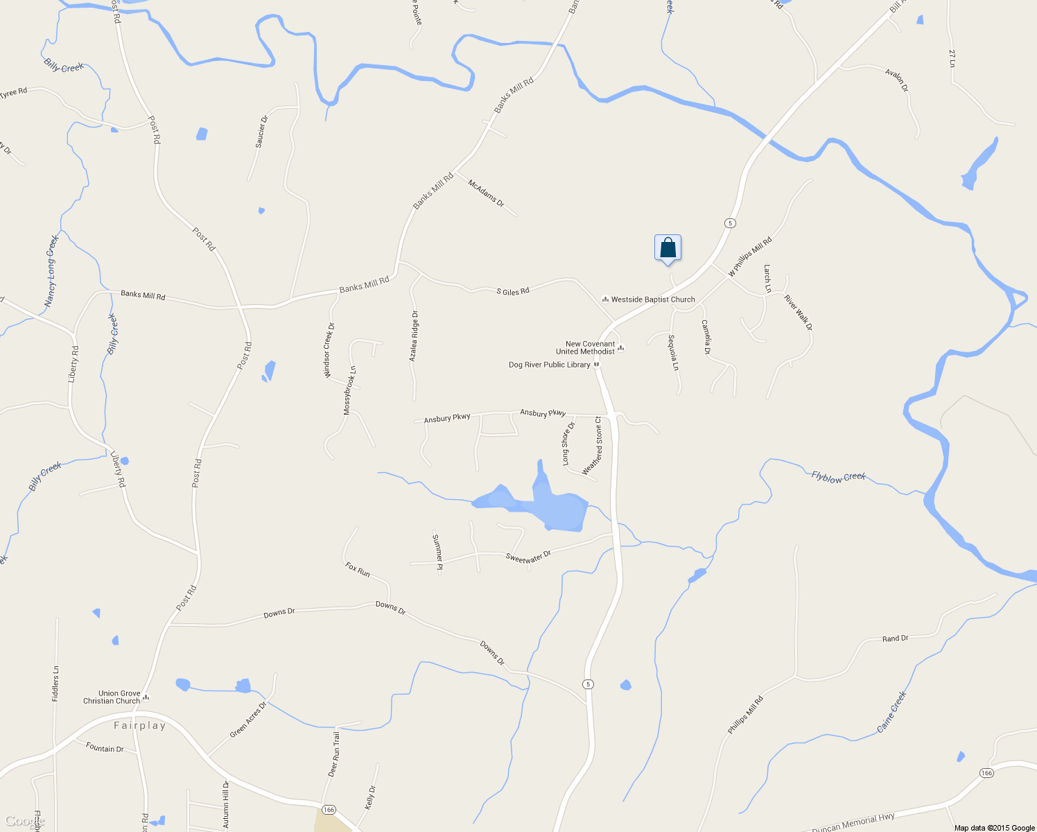 map of restaurants, bars, coffee shops, grocery stores, and more near 6100 Inland Point in Douglasville