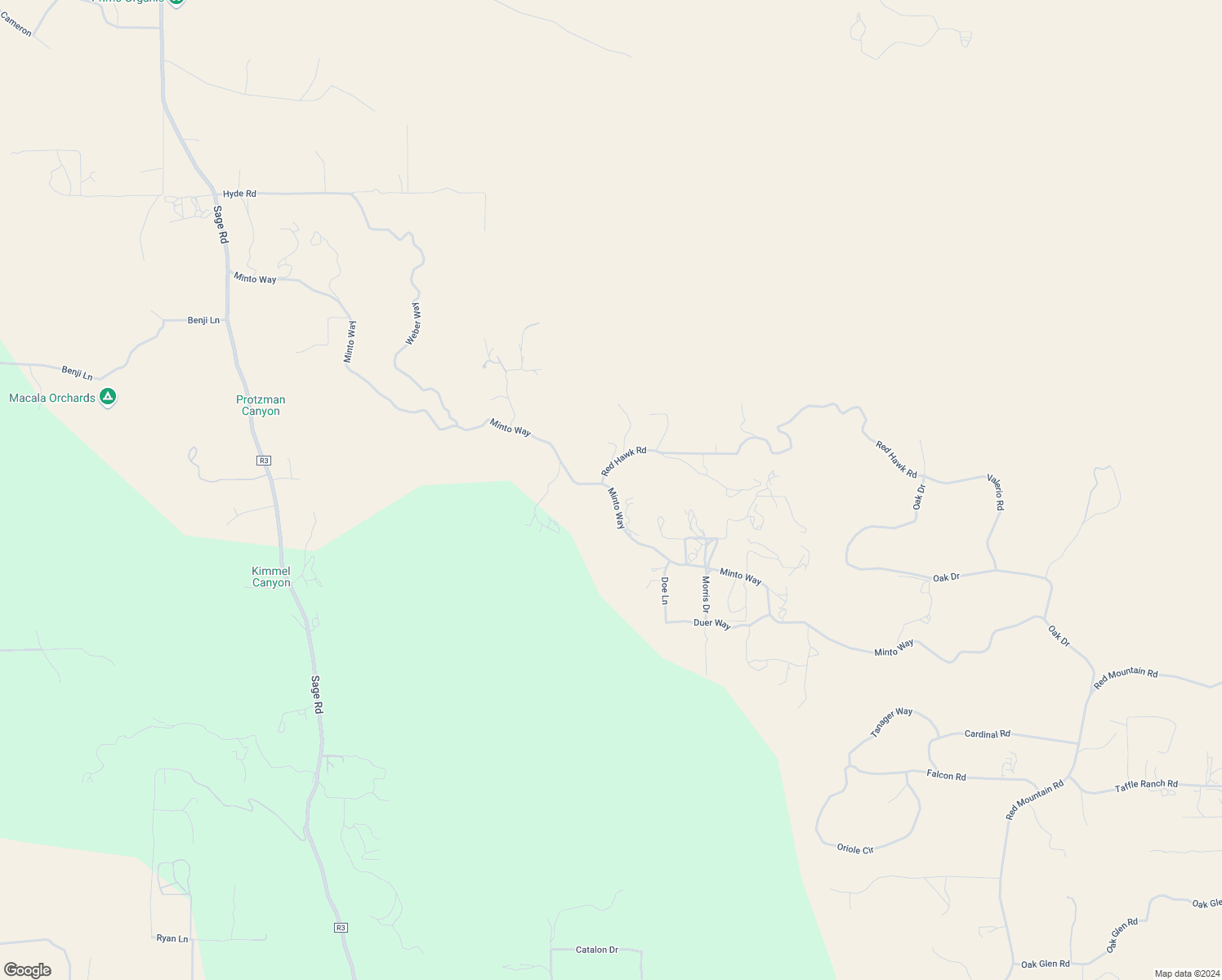 map of restaurants, bars, coffee shops, grocery stores, and more near Minto Way in Riverside County