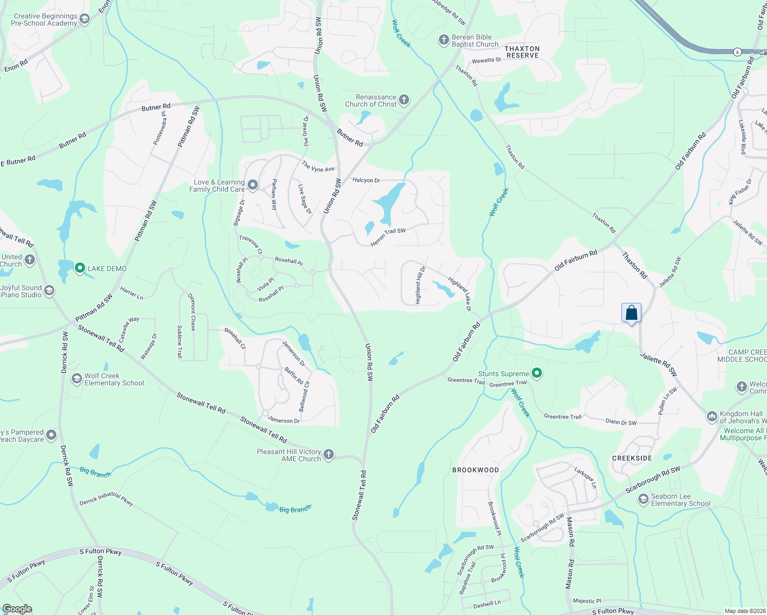 map of restaurants, bars, coffee shops, grocery stores, and more near 5269 Estates Drive in Atlanta