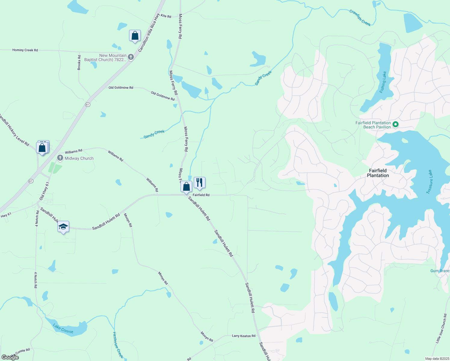 map of restaurants, bars, coffee shops, grocery stores, and more near 59 Abbotsford Drive in Villa Rica