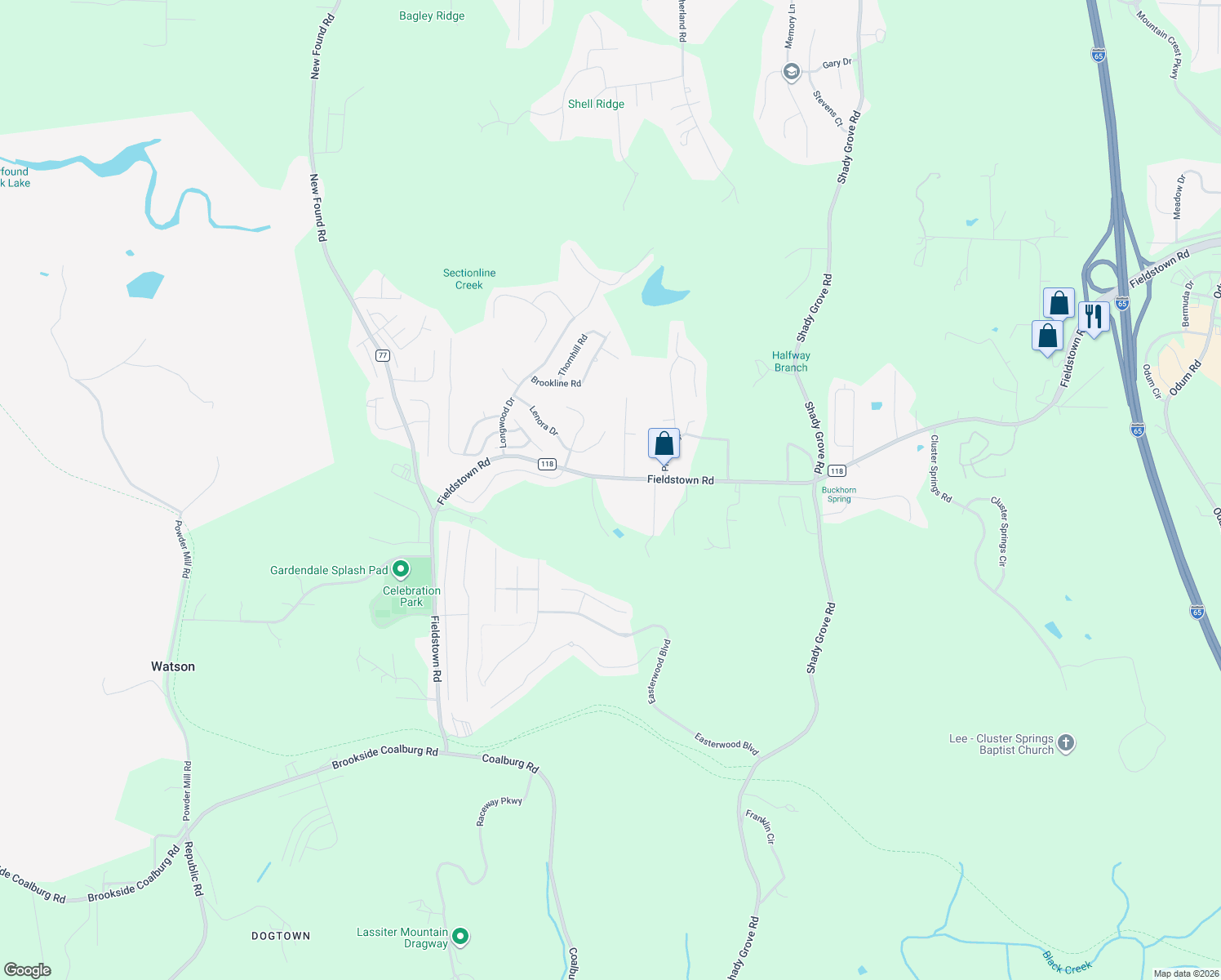 map of restaurants, bars, coffee shops, grocery stores, and more near 4700 Hand Lane in Gardendale