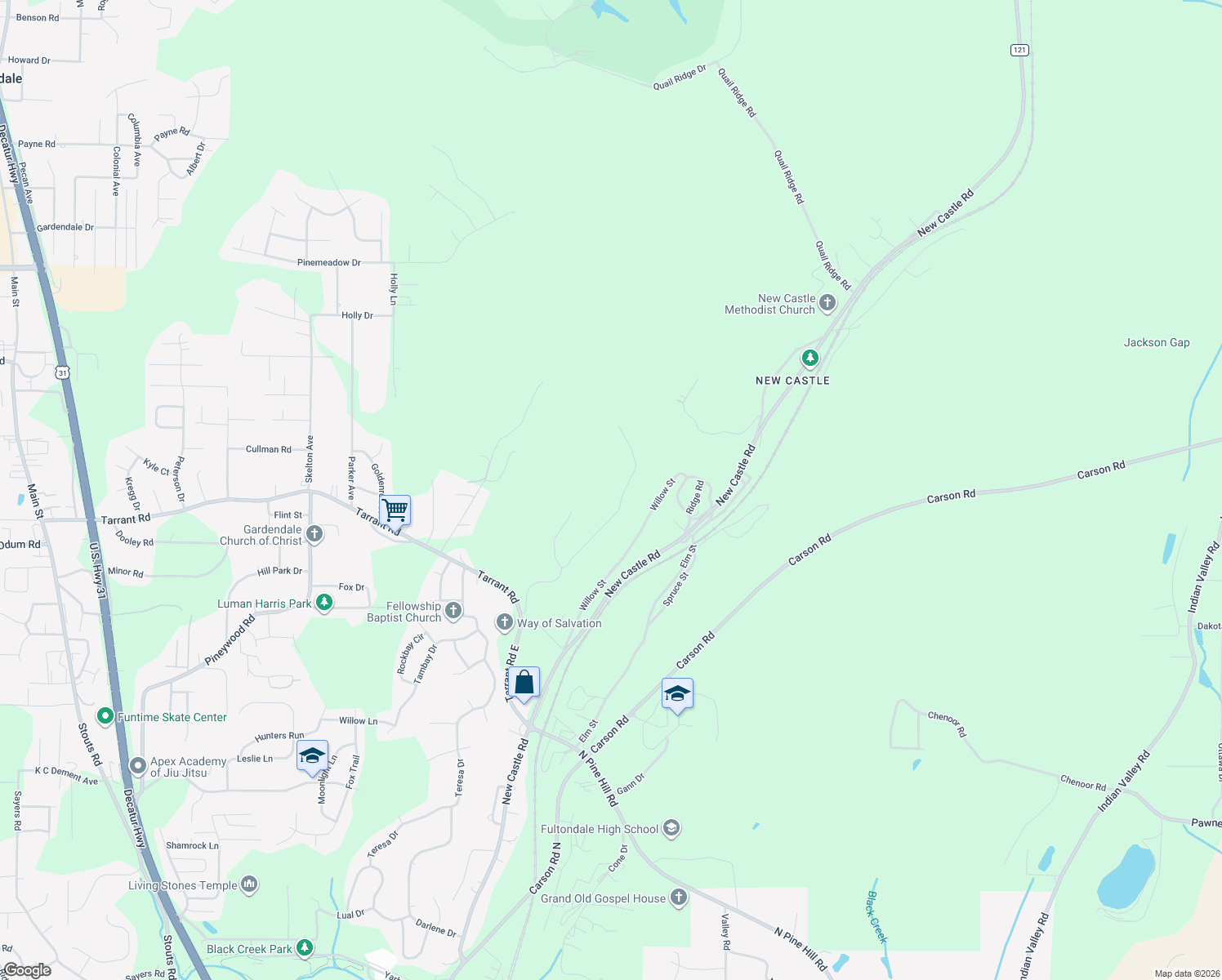 map of restaurants, bars, coffee shops, grocery stores, and more near 808 Twin Ridge Drive in Gardendale
