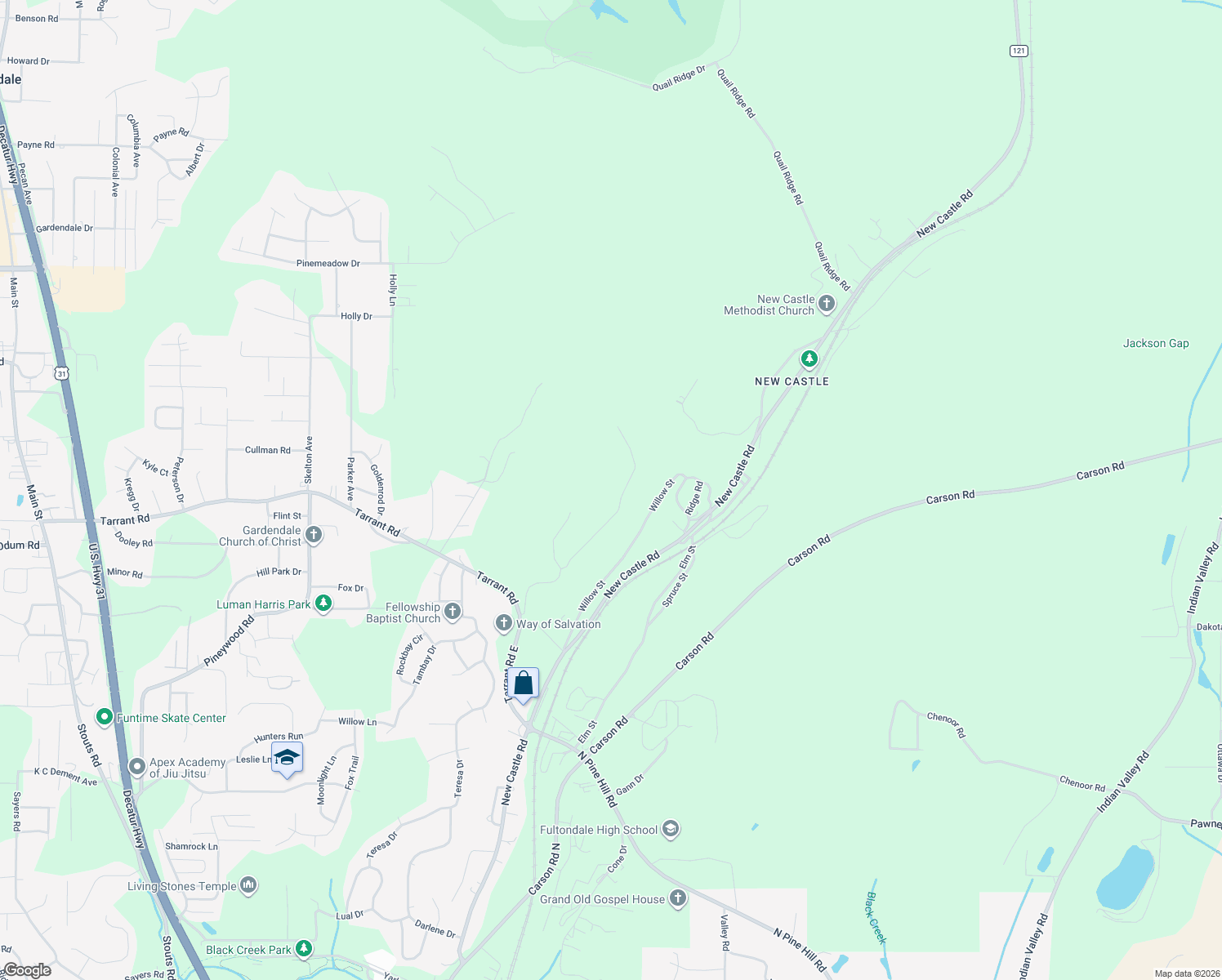 map of restaurants, bars, coffee shops, grocery stores, and more near 808 Twin Ridge Drive in Gardendale