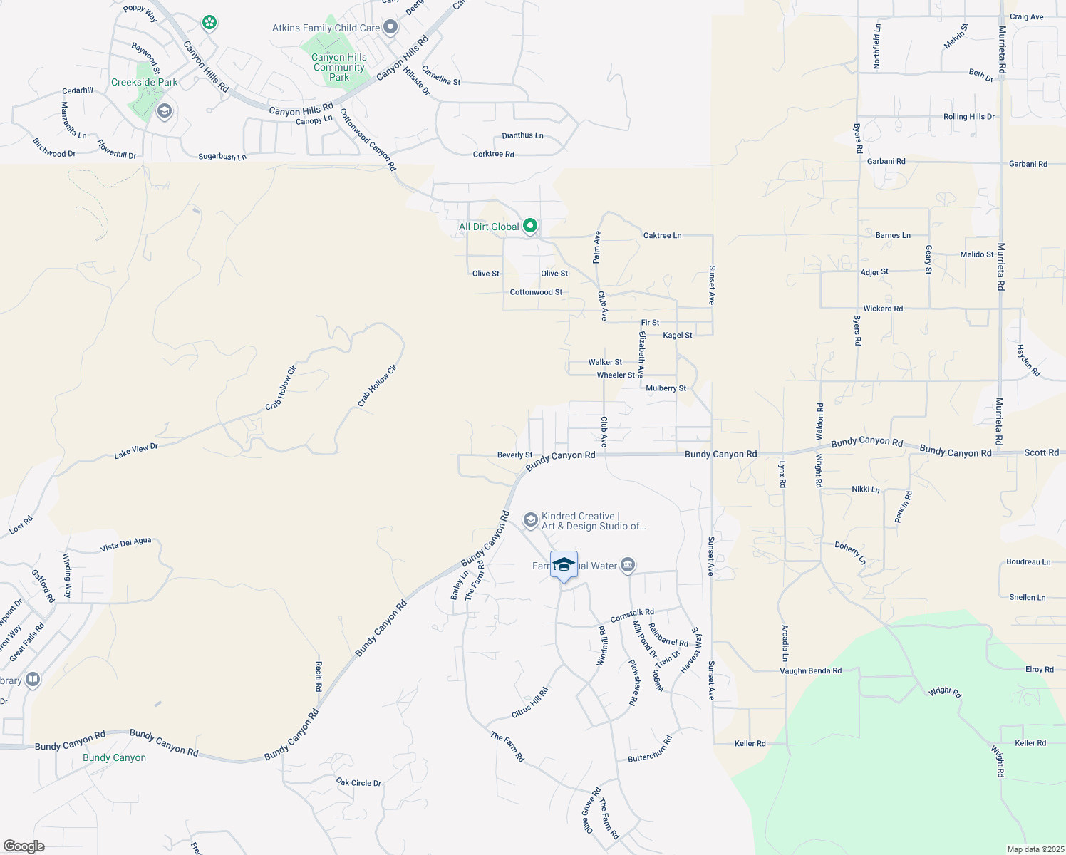 map of restaurants, bars, coffee shops, grocery stores, and more near 32855 Greenwood Avenue in Wildomar