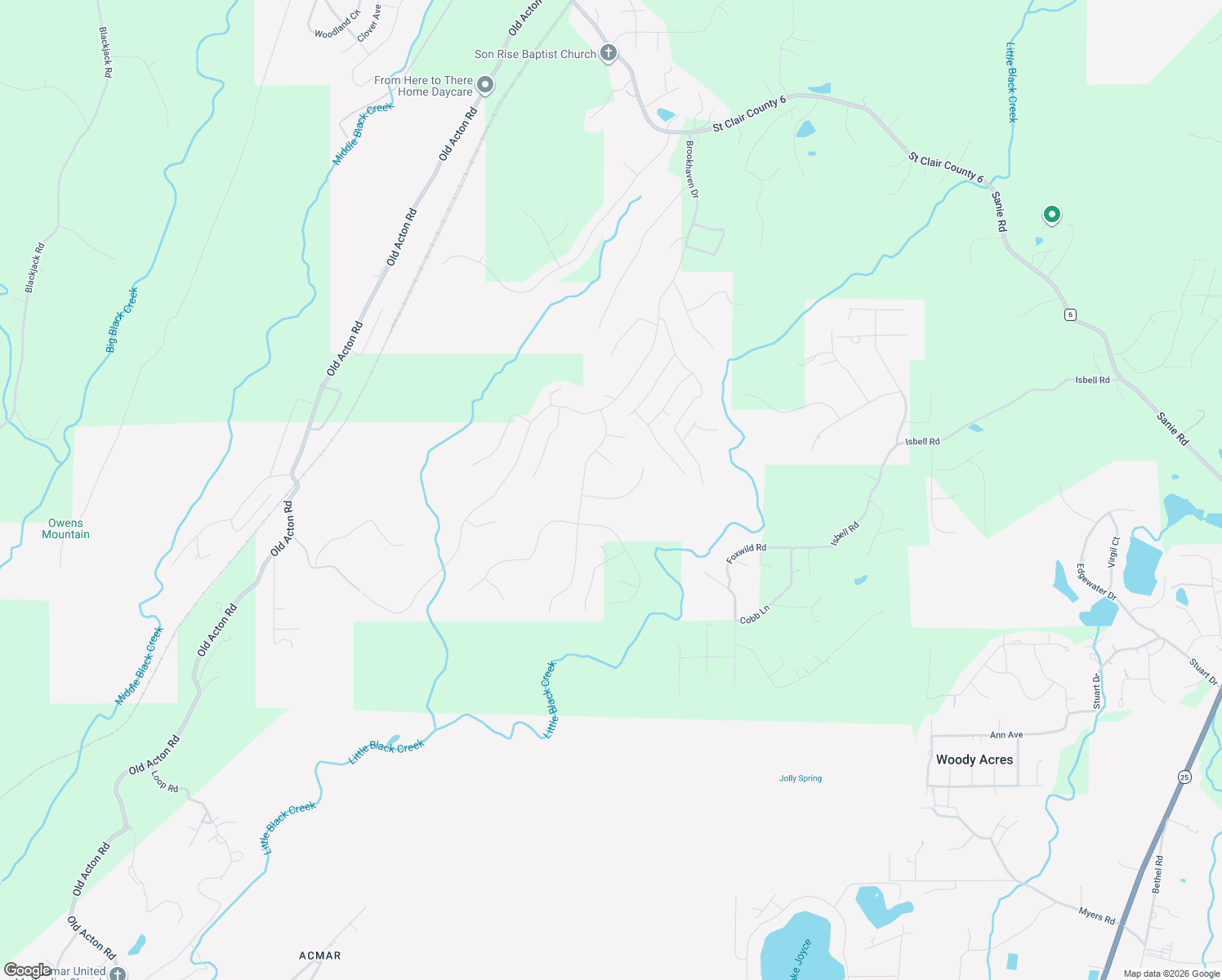 map of restaurants, bars, coffee shops, grocery stores, and more near 265 Madison Lane in Odenville