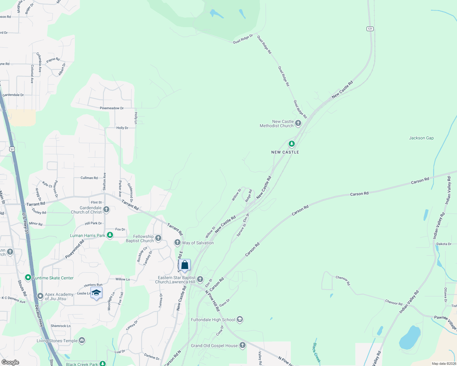 map of restaurants, bars, coffee shops, grocery stores, and more near 829 Twin Ridge Drive in Gardendale