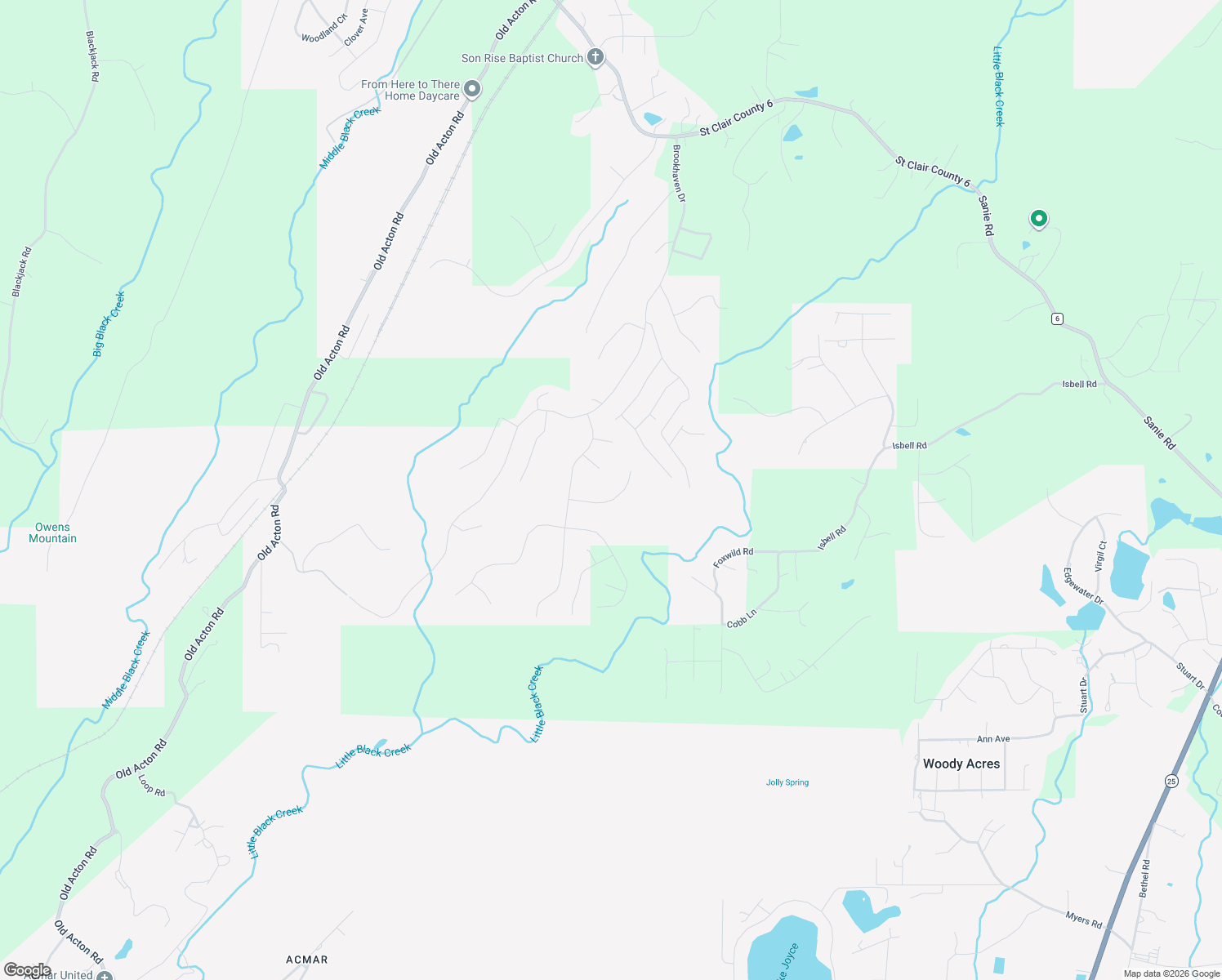 map of restaurants, bars, coffee shops, grocery stores, and more near 265 Madison Lane in Odenville