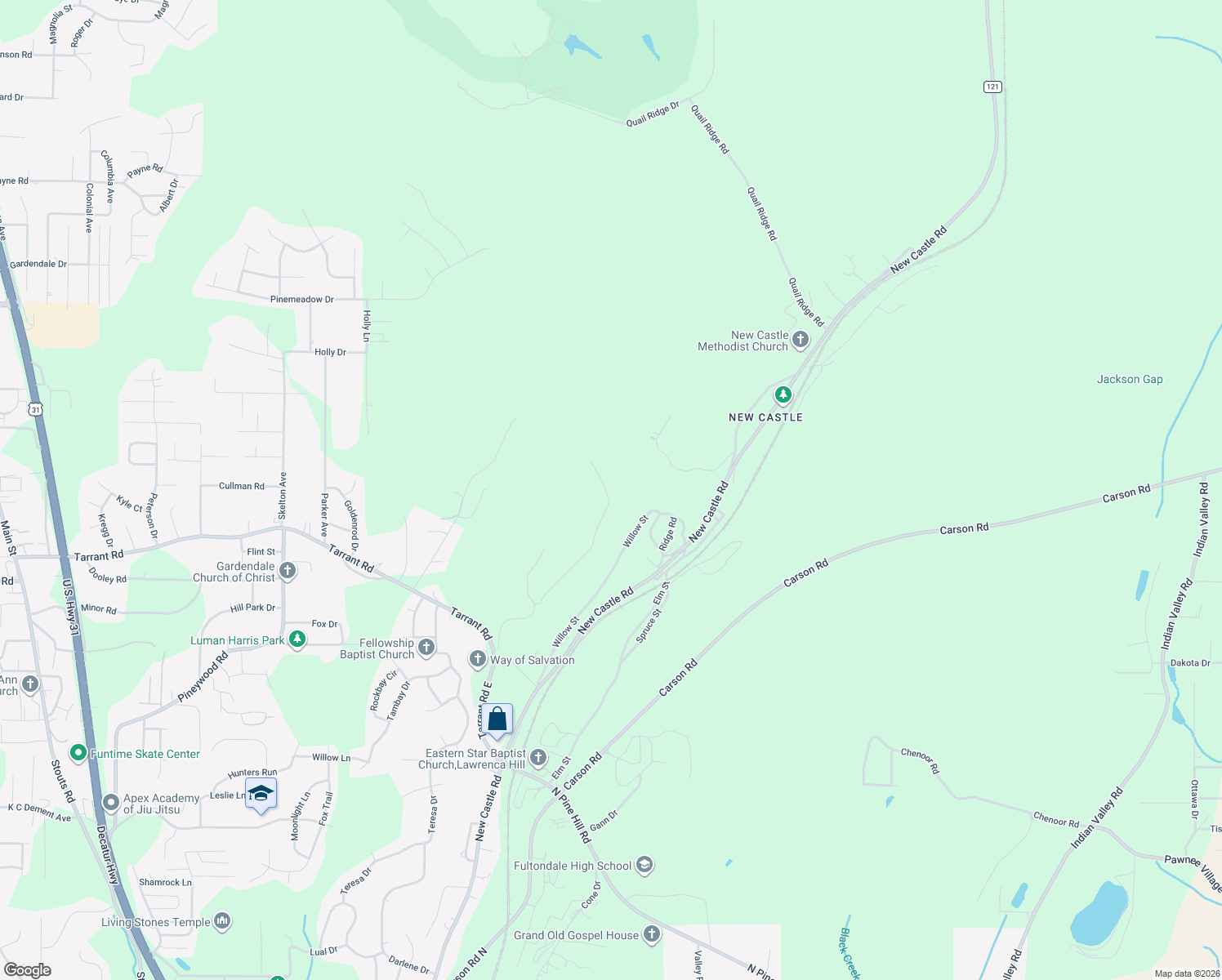 map of restaurants, bars, coffee shops, grocery stores, and more near 829 Twin Ridge Drive in Gardendale
