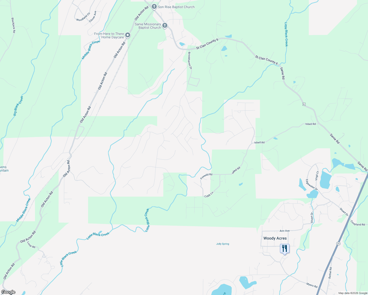 map of restaurants, bars, coffee shops, grocery stores, and more near 608 Kincaid Cove Lane in Odenville
