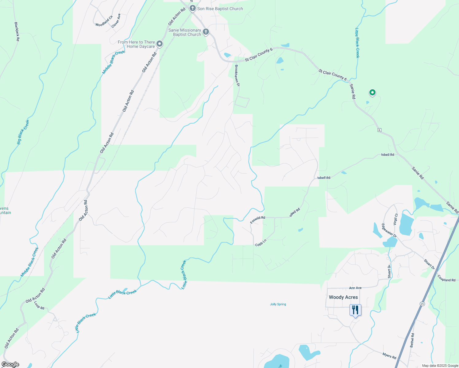 map of restaurants, bars, coffee shops, grocery stores, and more near 607 Kincaid Cove Lane in Odenville