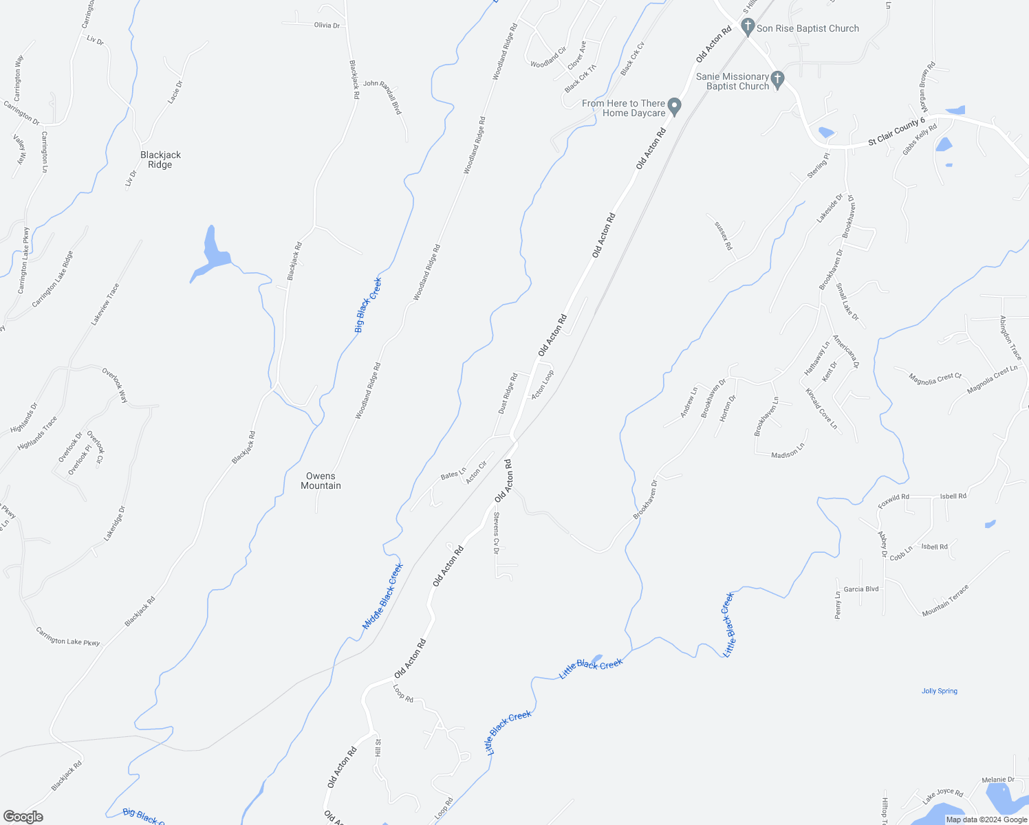 map of restaurants, bars, coffee shops, grocery stores, and more near 5933 Old Acton Road in Moody
