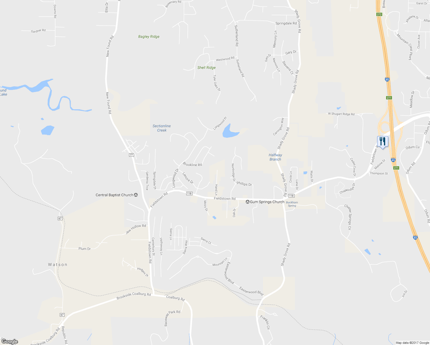 map of restaurants, bars, coffee shops, grocery stores, and more near 4764 Hand Lane in Gardendale