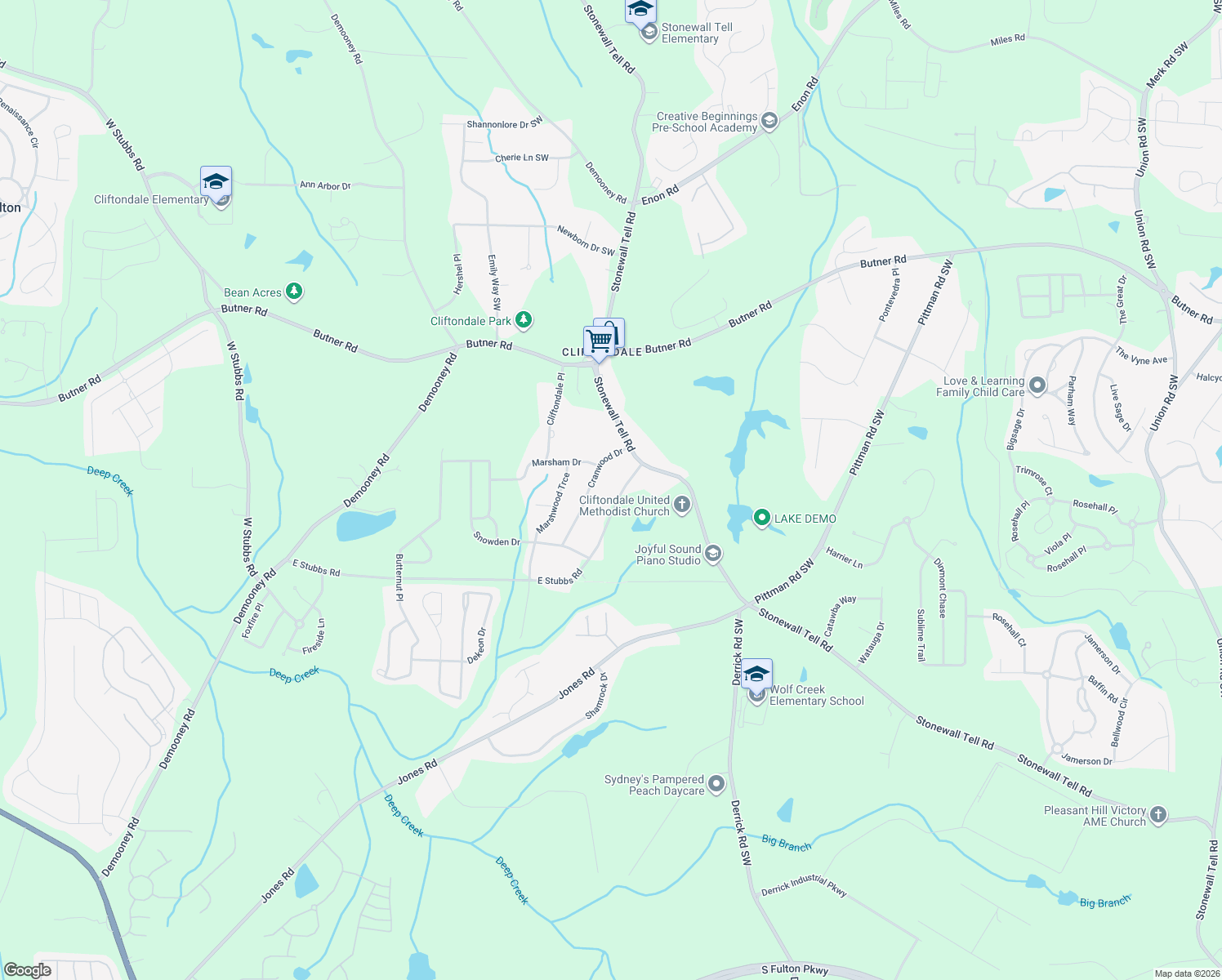 map of restaurants, bars, coffee shops, grocery stores, and more near 6310 East Stubbs Road in College Park