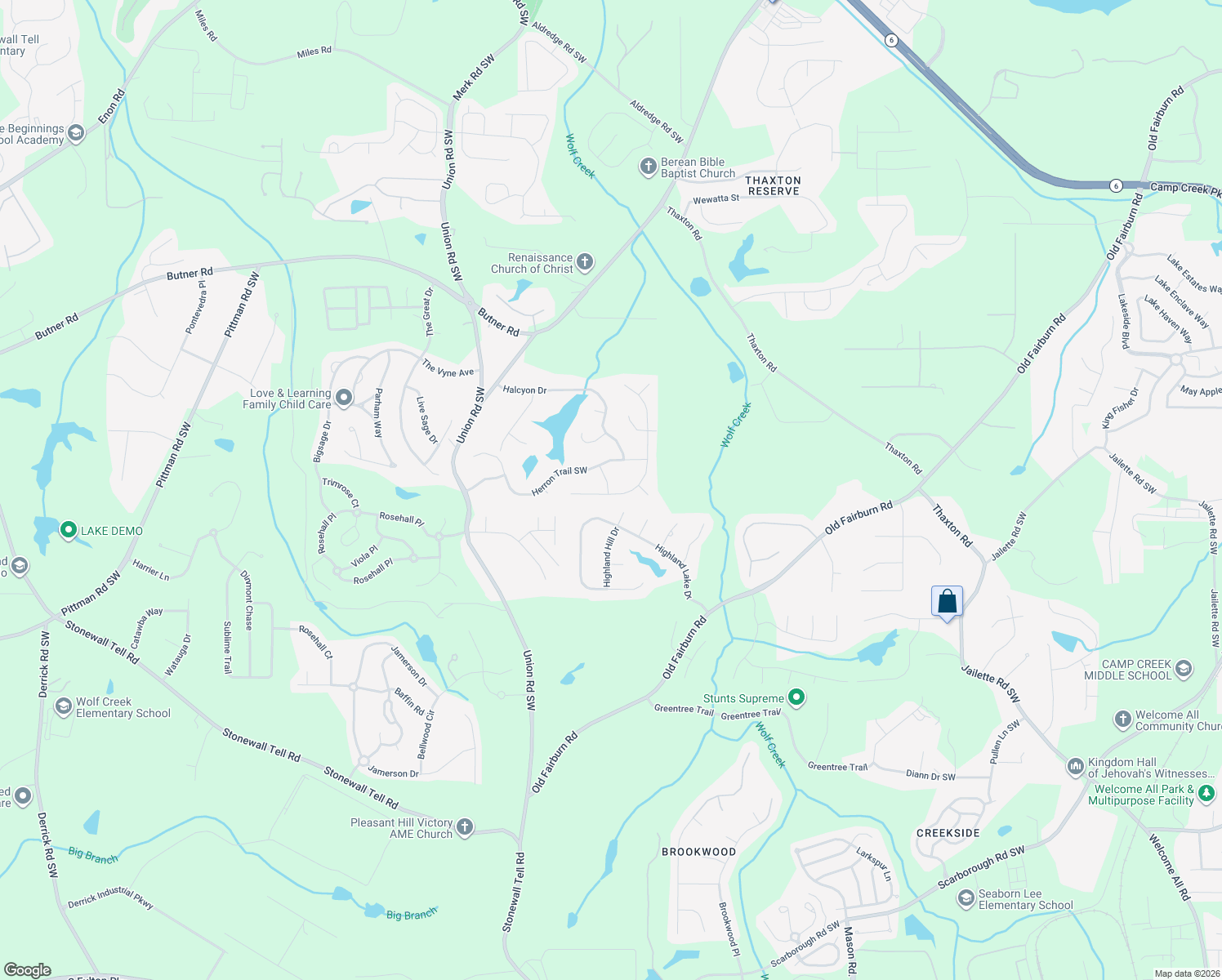 map of restaurants, bars, coffee shops, grocery stores, and more near 3903 Herron Lane in Atlanta