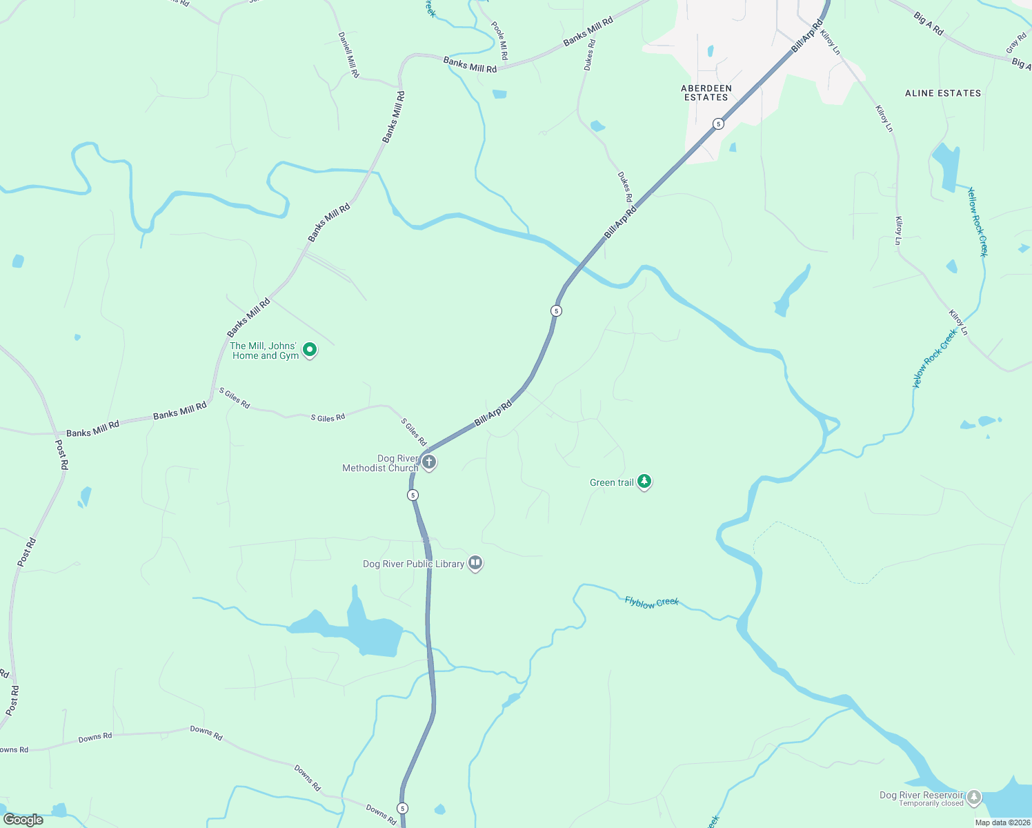 map of restaurants, bars, coffee shops, grocery stores, and more near 7610 West Phillips Mill Road in Douglasville