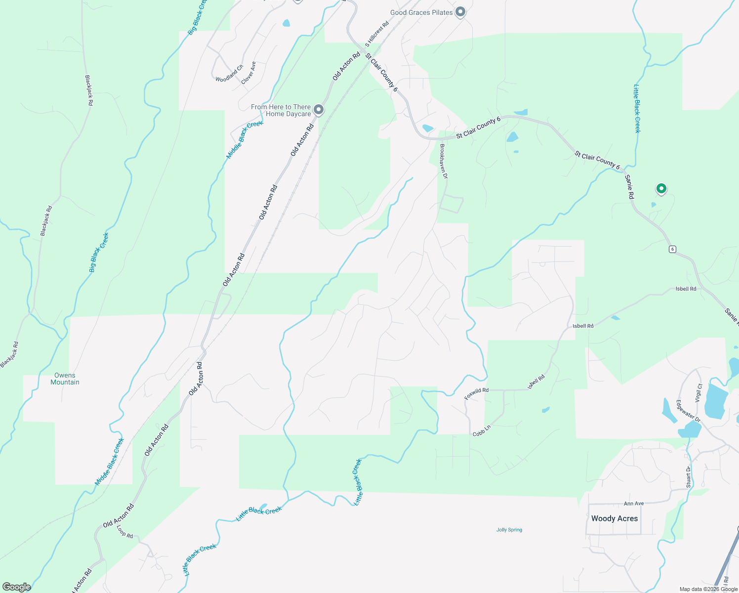 map of restaurants, bars, coffee shops, grocery stores, and more near 80 Ryan Circle in Odenville