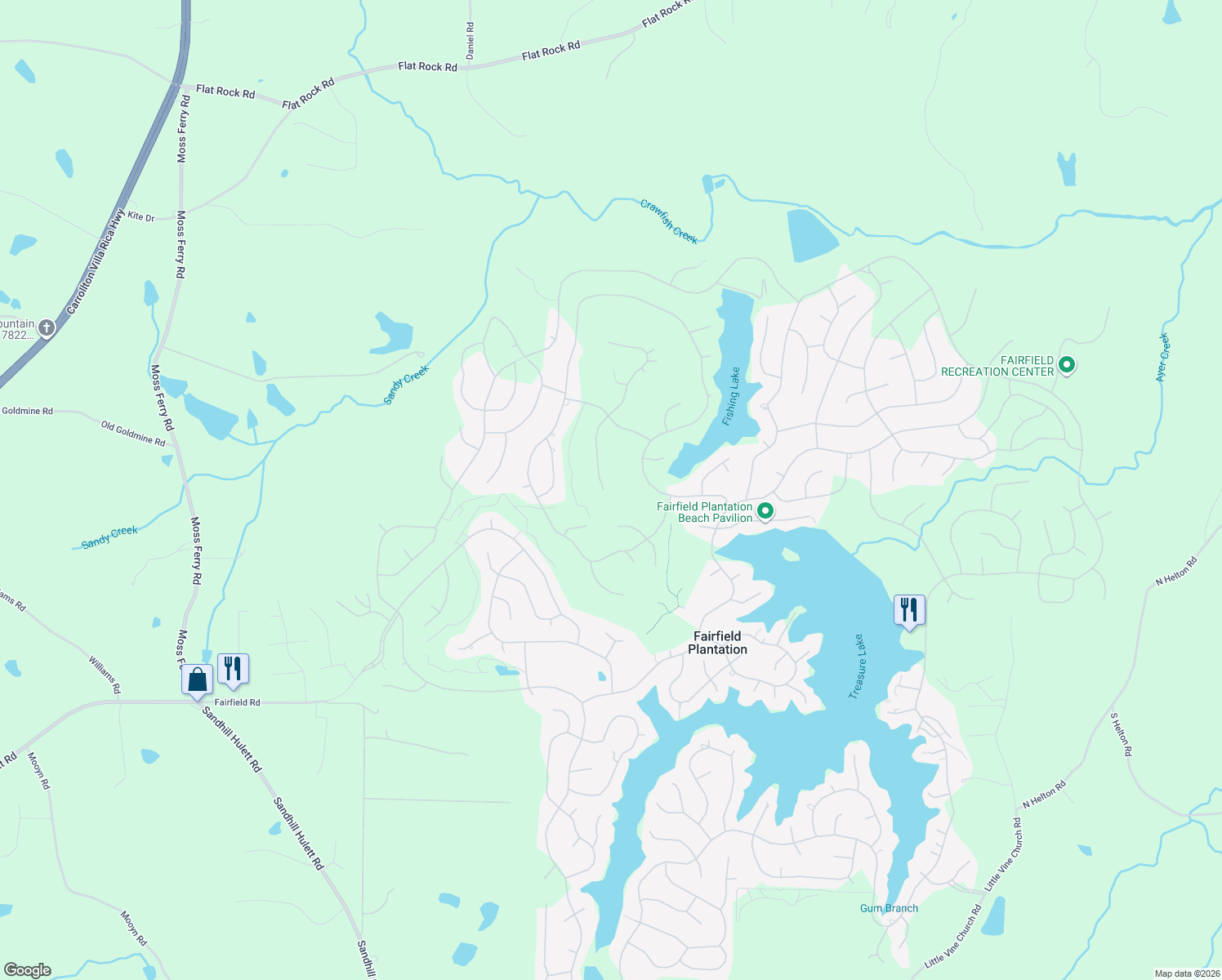 map of restaurants, bars, coffee shops, grocery stores, and more near 7344 S Mitchell Ct in Villa Rica