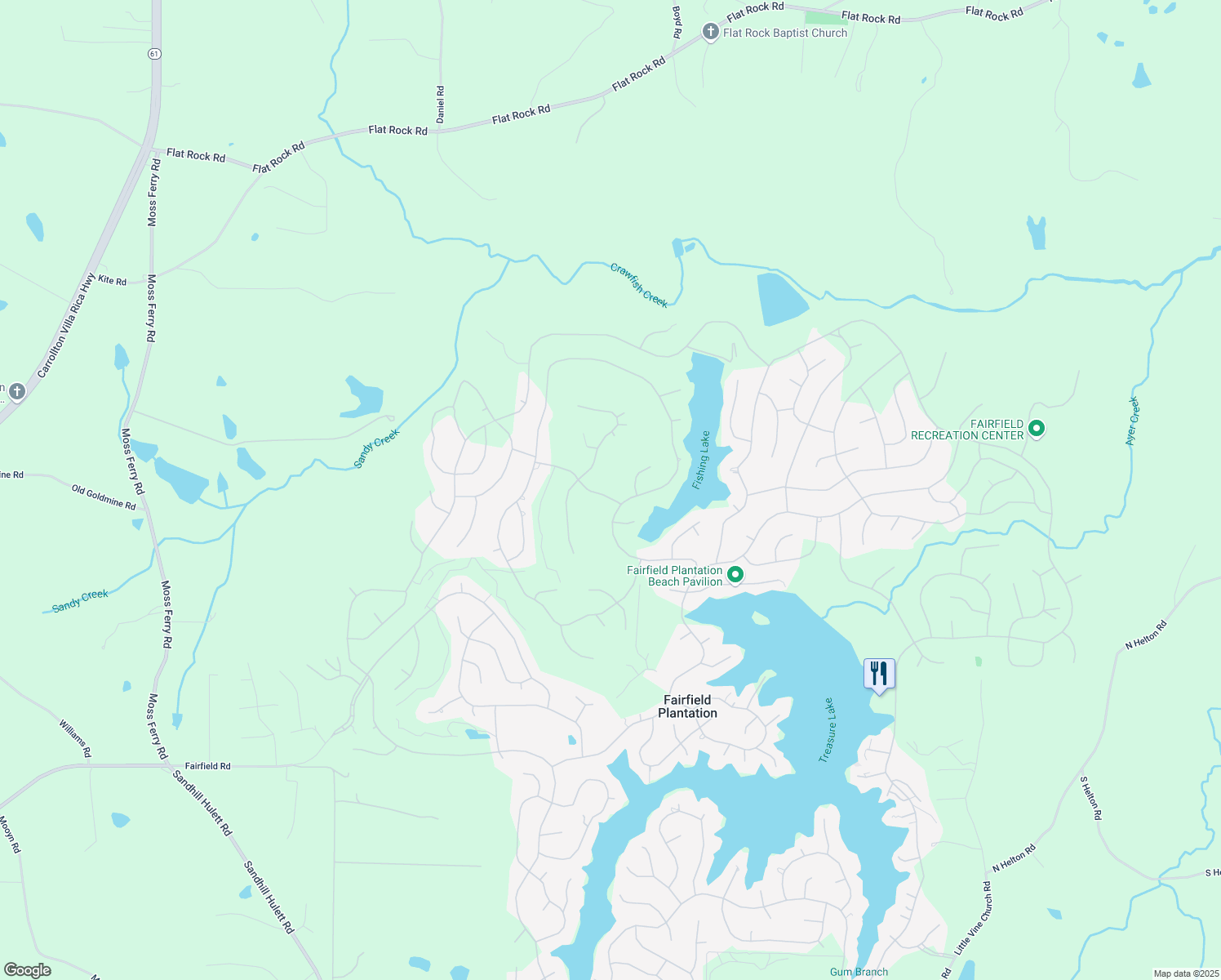 map of restaurants, bars, coffee shops, grocery stores, and more near 7320 Oak Arms Drive in Villa Rica