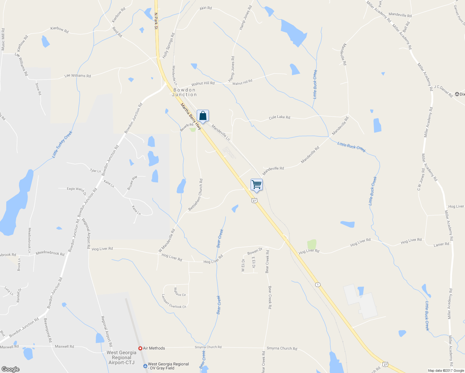 map of restaurants, bars, coffee shops, grocery stores, and more near 43 West Mandeville Road in Carrollton