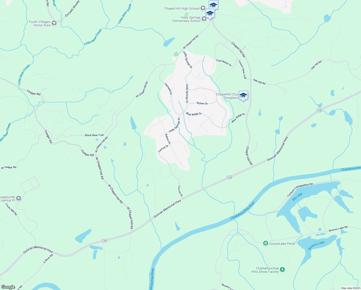 map of restaurants, bars, coffee shops, grocery stores, and more near 5615 Toccoa Drive in Douglasville