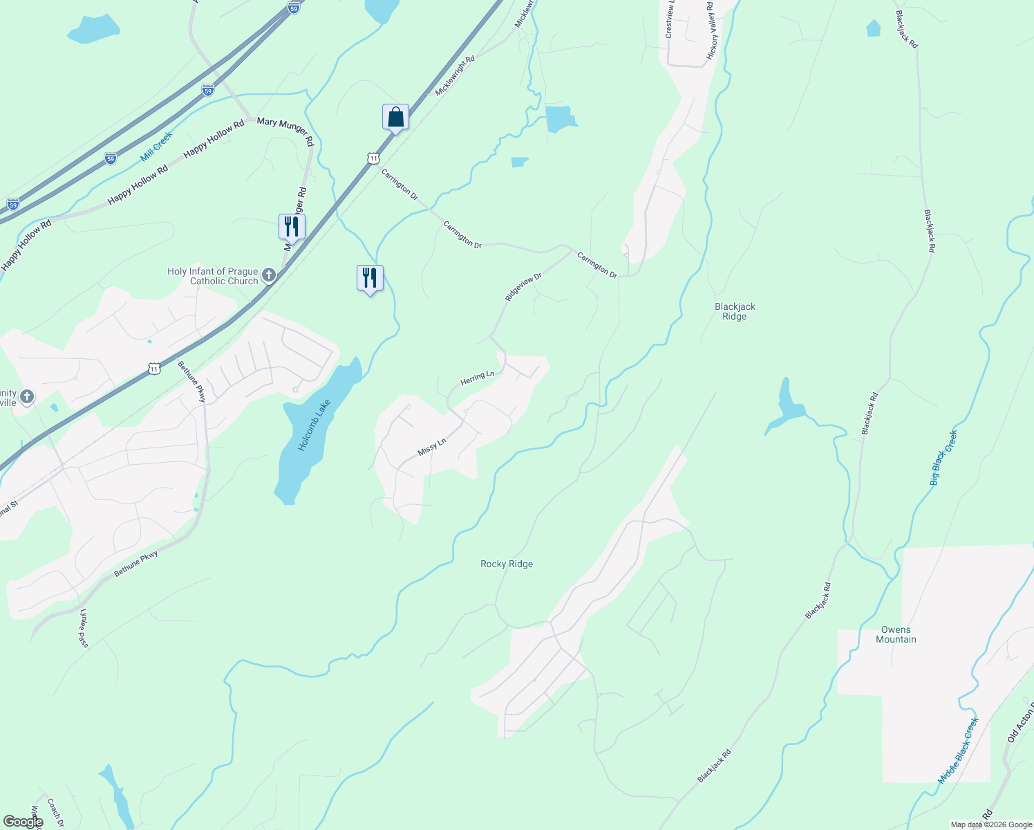 map of restaurants, bars, coffee shops, grocery stores, and more near 5266 Missy Lane in Trussville