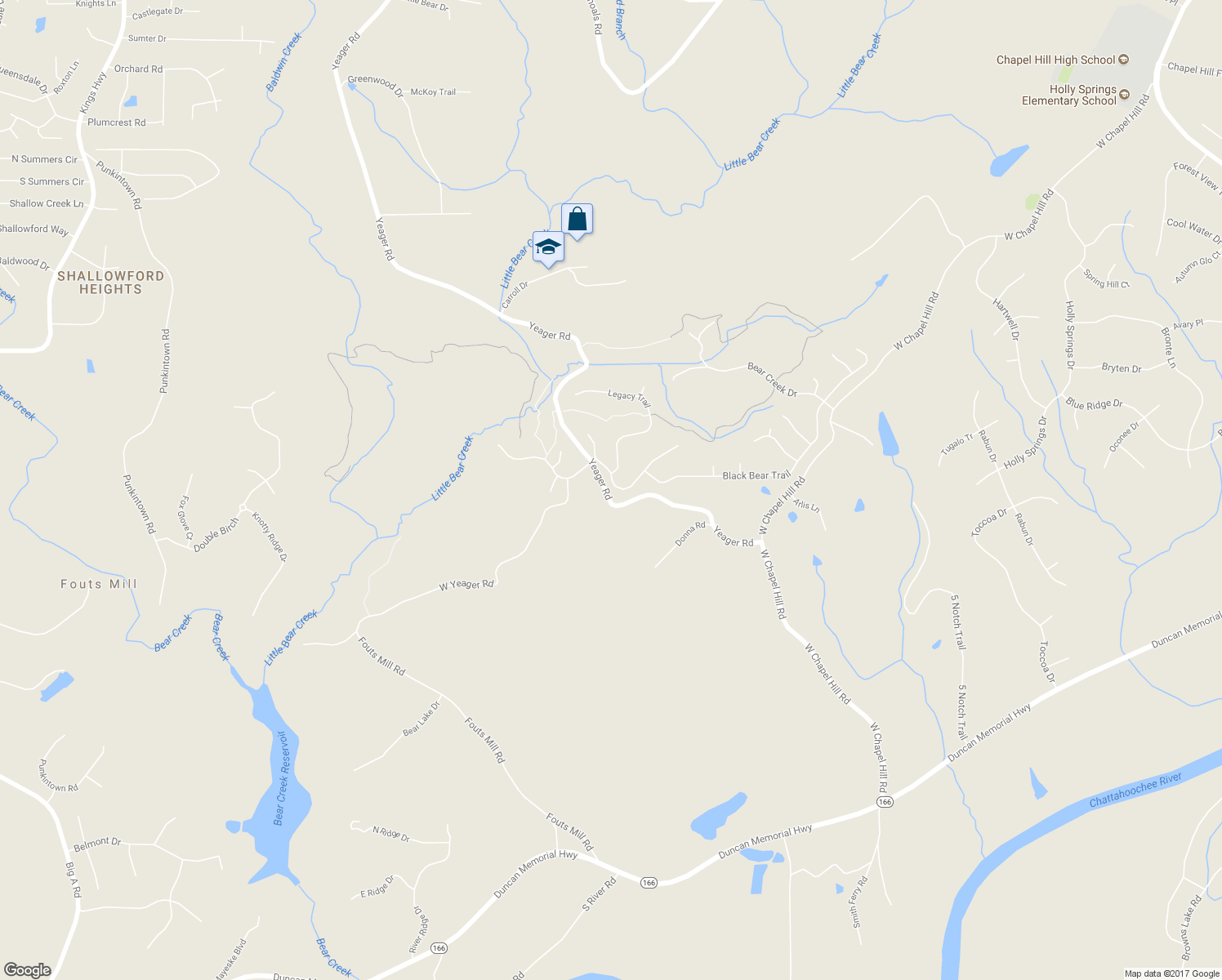 map of restaurants, bars, coffee shops, grocery stores, and more near 5610 Bent Grass Way in Douglasville