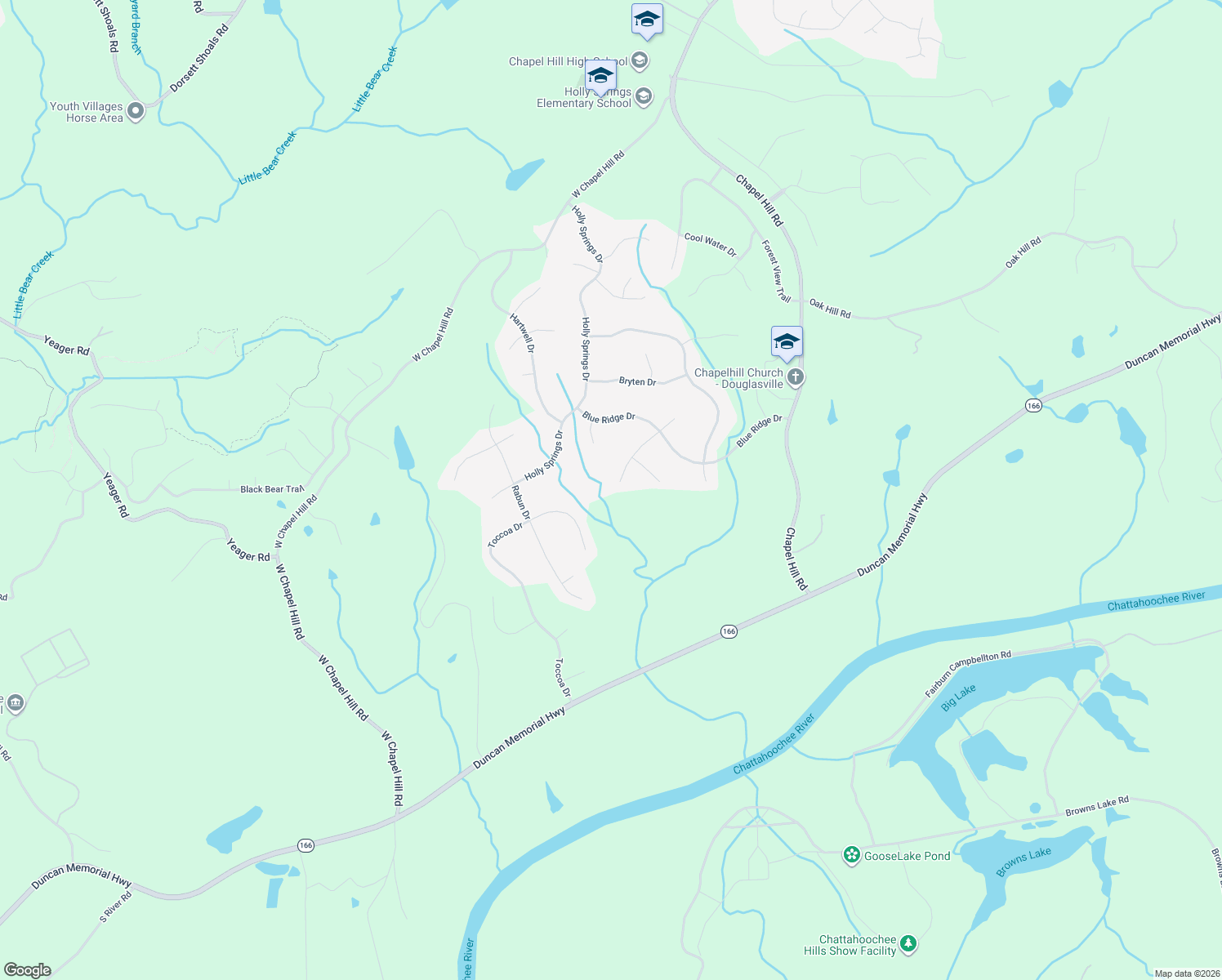 map of restaurants, bars, coffee shops, grocery stores, and more near 5512 Oconee Drive in Douglasville