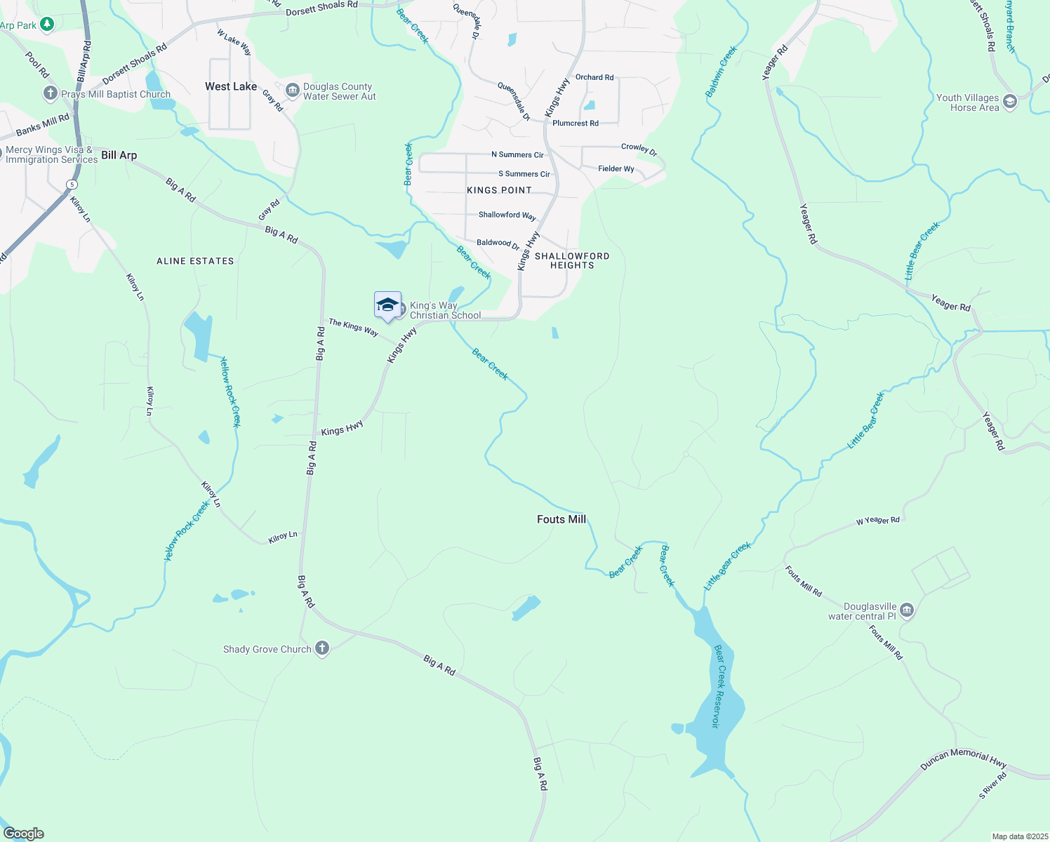 map of restaurants, bars, coffee shops, grocery stores, and more near 5515 Punkintown Road in Douglasville