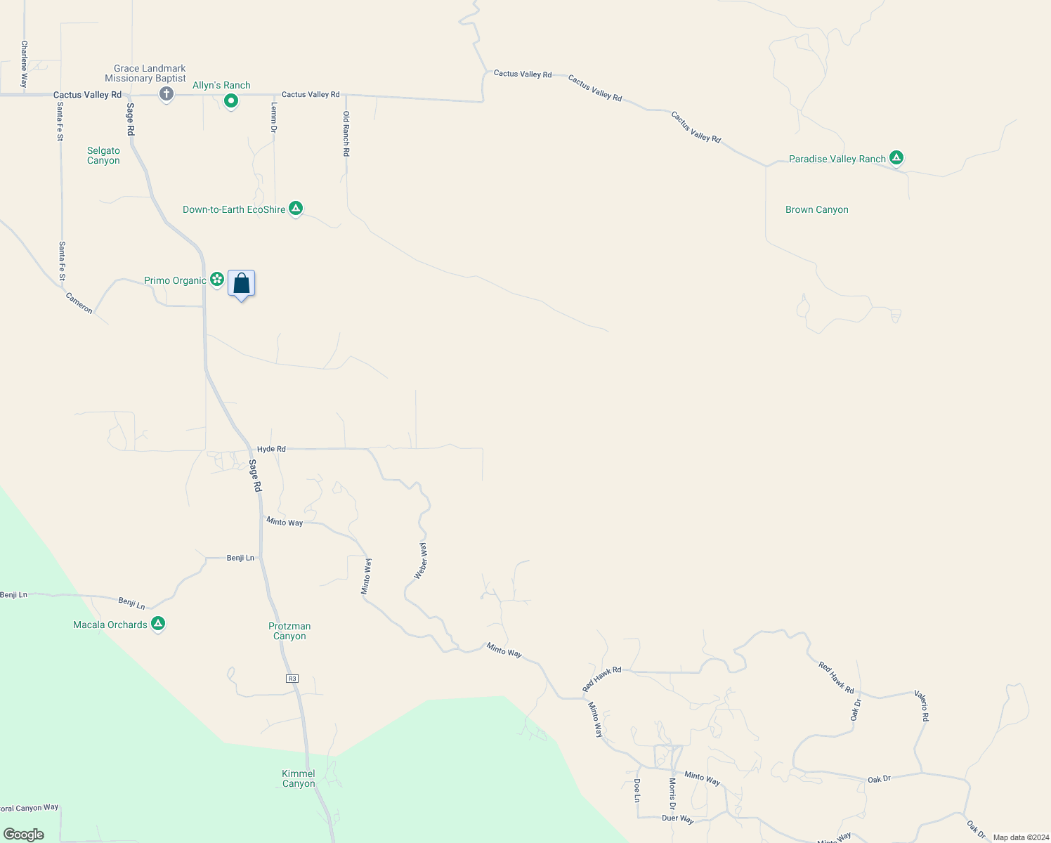 map of restaurants, bars, coffee shops, grocery stores, and more near 42245 Oak Canyon Road in Hemet