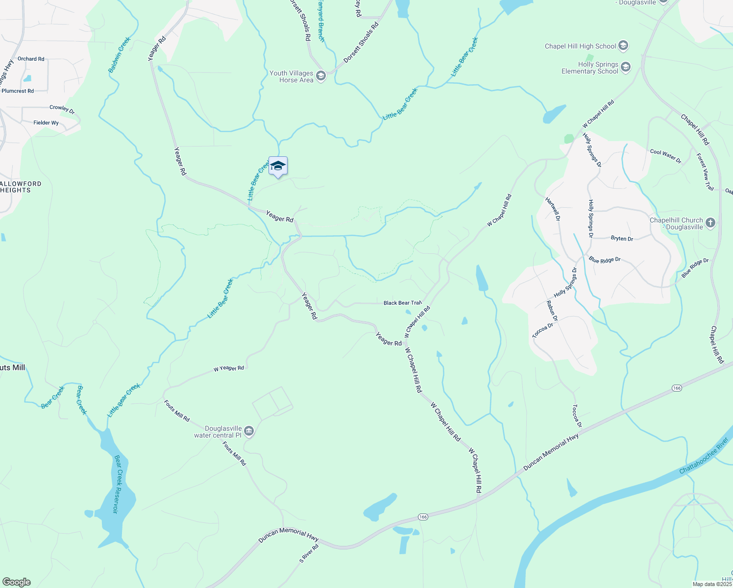 map of restaurants, bars, coffee shops, grocery stores, and more near 5170 Black Bear Trail in Douglasville