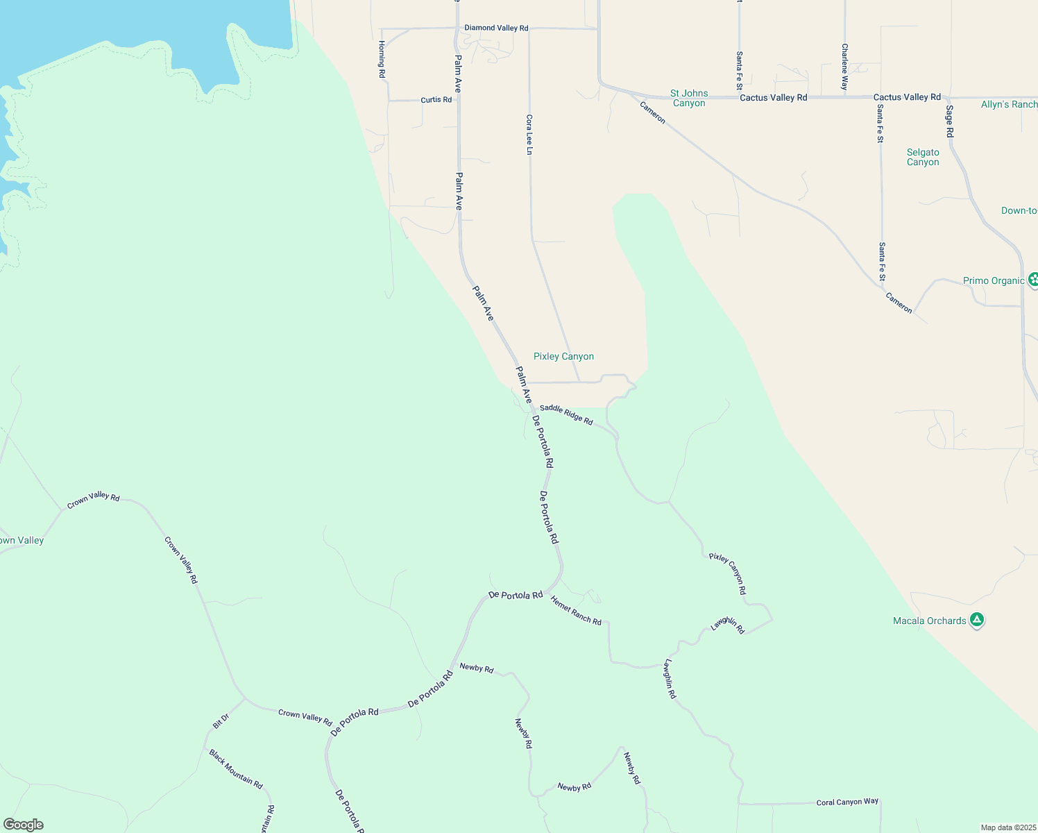 map of restaurants, bars, coffee shops, grocery stores, and more near 47422 De Portola Road in Hemet