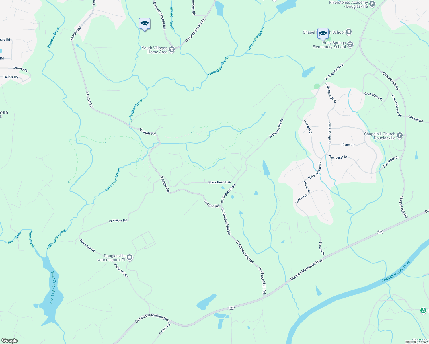 map of restaurants, bars, coffee shops, grocery stores, and more near 5599 Woodland Greens Road in Douglasville