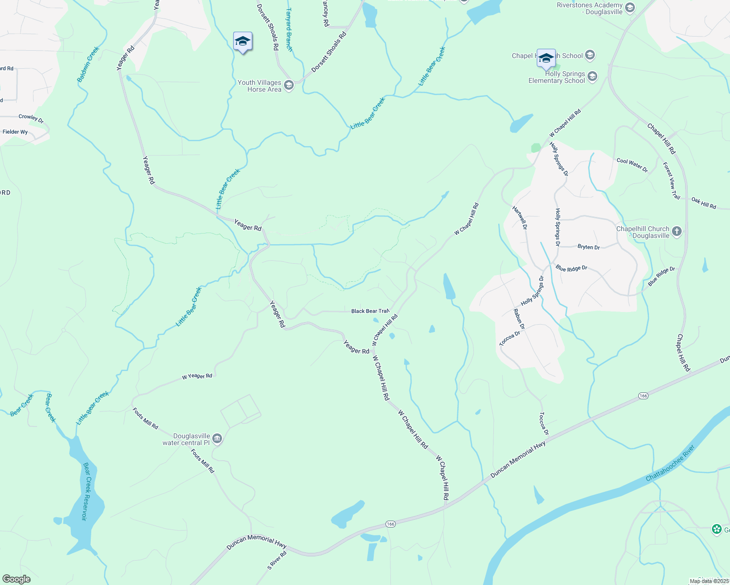 map of restaurants, bars, coffee shops, grocery stores, and more near 5599 Woodland Greens Road in Douglasville