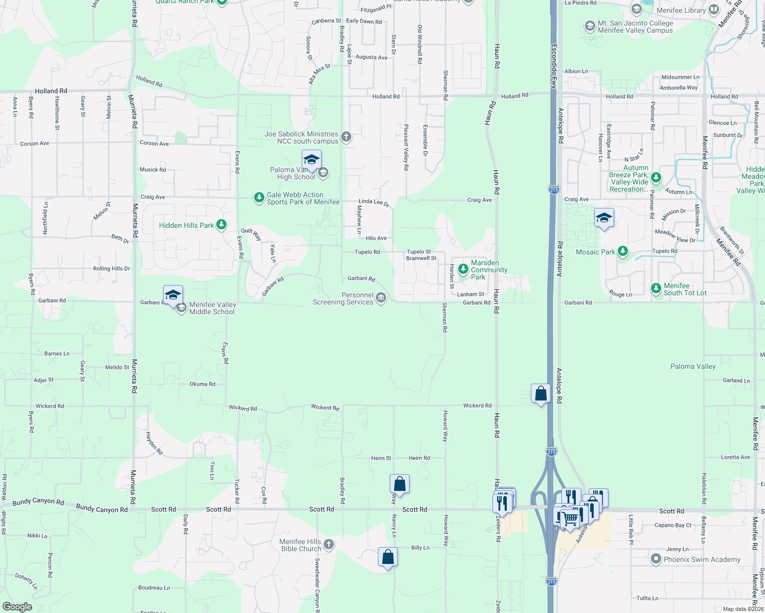 map of restaurants, bars, coffee shops, grocery stores, and more near in Riverside County
