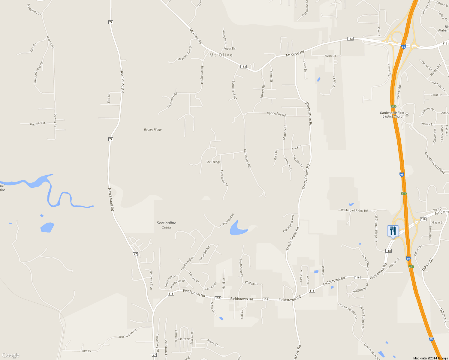 map of restaurants, bars, coffee shops, grocery stores, and more near 5191 Tyler Oaks Drive in Mount Olive