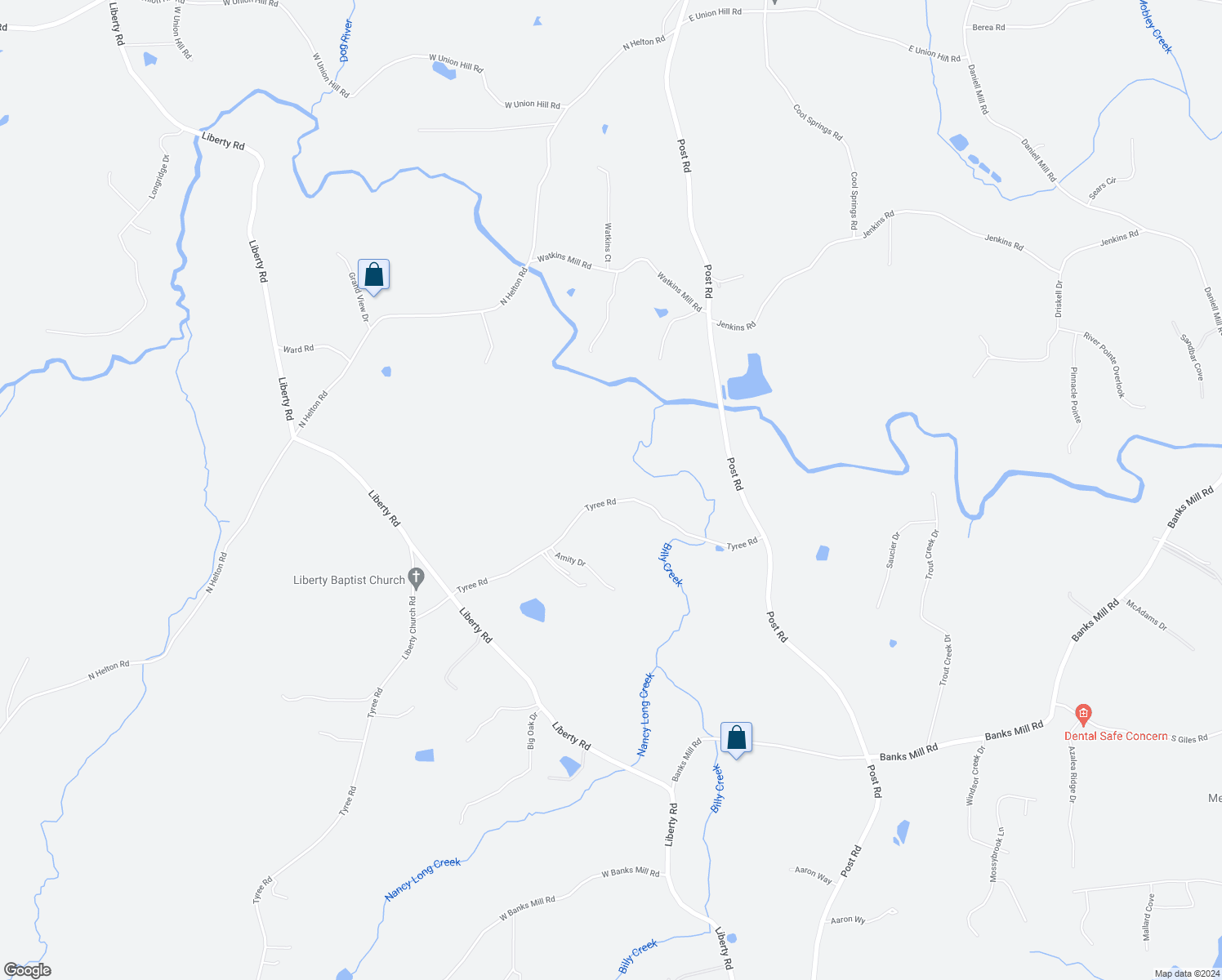 map of restaurants, bars, coffee shops, grocery stores, and more near in Winston