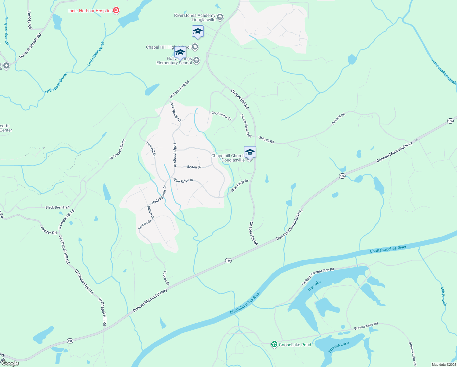 map of restaurants, bars, coffee shops, grocery stores, and more near 4340 Bronte Ln in Douglasville