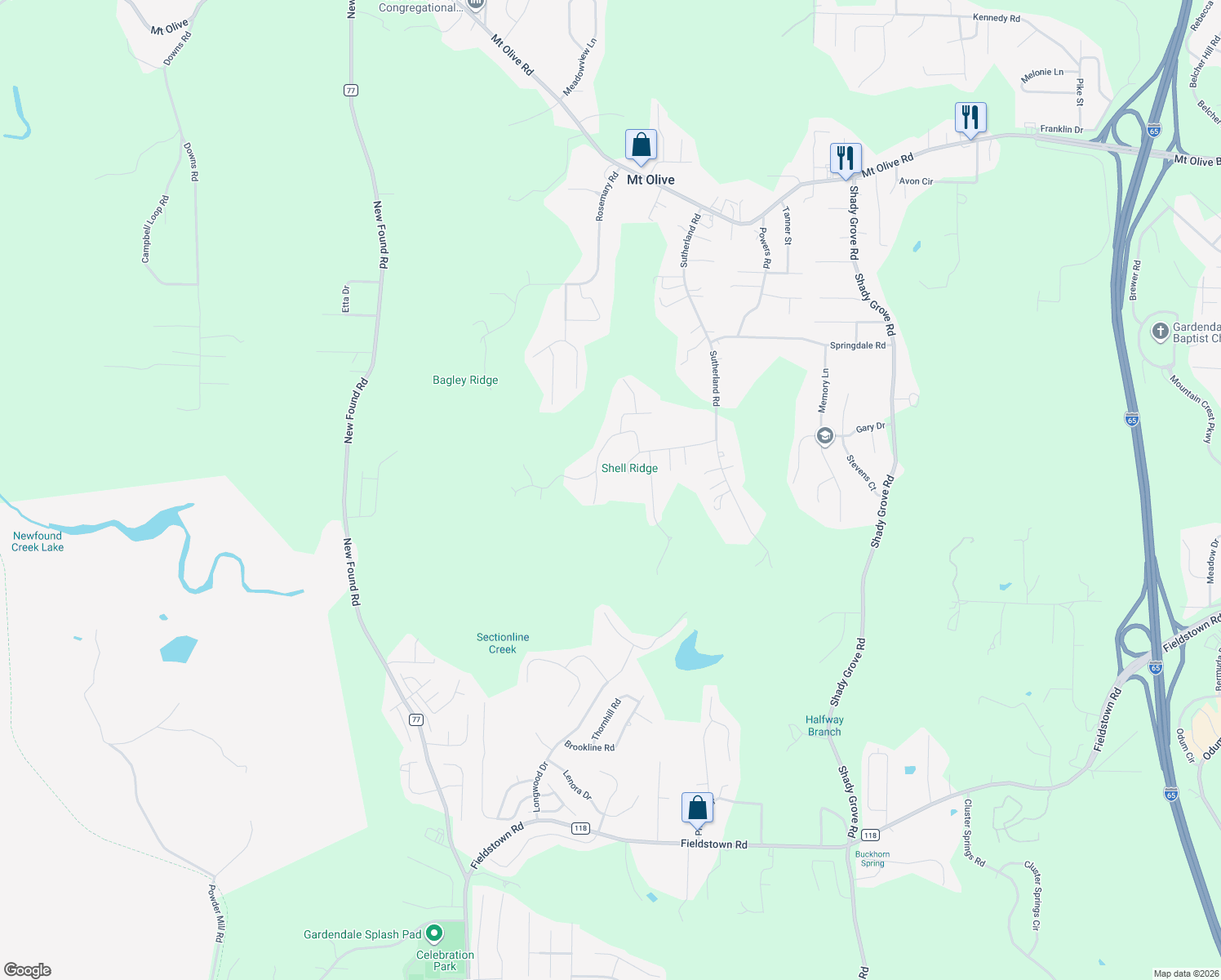 map of restaurants, bars, coffee shops, grocery stores, and more near 950 Westwood Road in Mount Olive