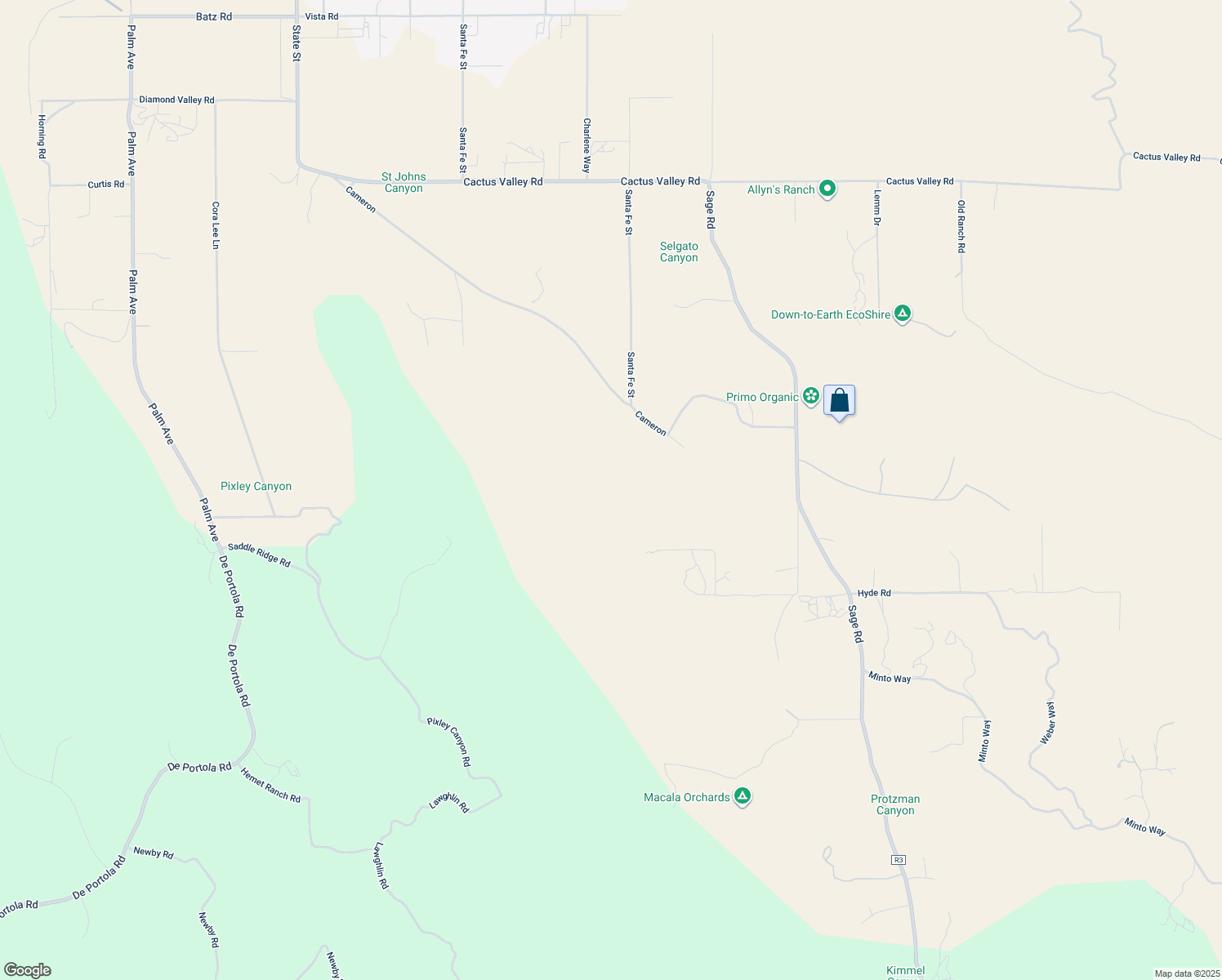 map of restaurants, bars, coffee shops, grocery stores, and more near 2 North Santa Fe Street in Hemet
