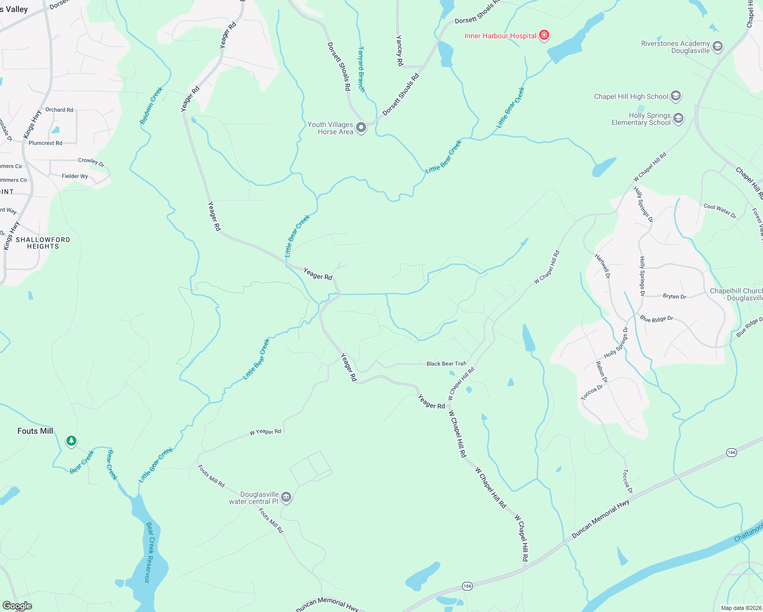 map of restaurants, bars, coffee shops, grocery stores, and more near 5278 Hickory Ridge Drive in Douglasville
