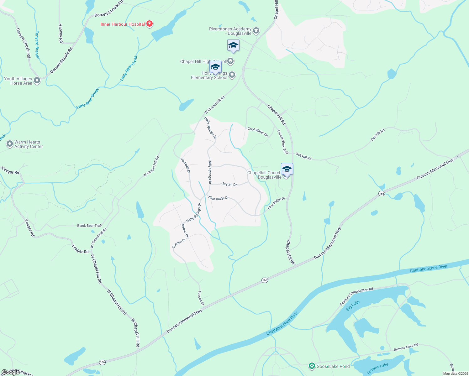 map of restaurants, bars, coffee shops, grocery stores, and more near 4483 Bryten Drive in Douglasville