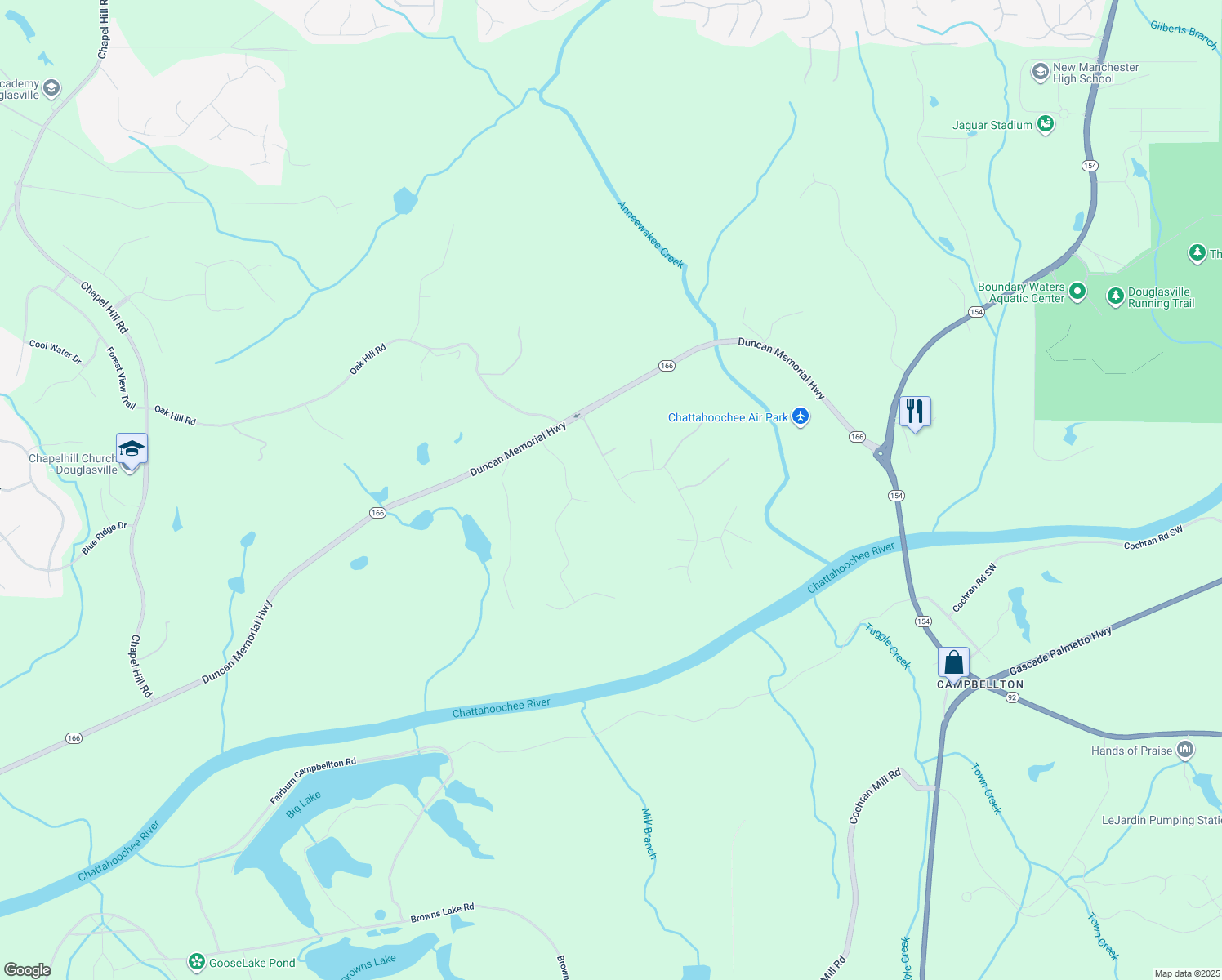 map of restaurants, bars, coffee shops, grocery stores, and more near 5351 Tuscany Drive in Douglasville