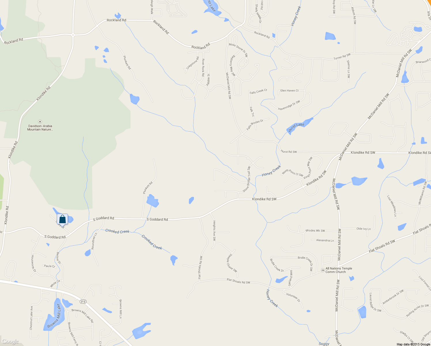 map of restaurants, bars, coffee shops, grocery stores, and more near 3131 Water Brook Drive Southwest in Conyers